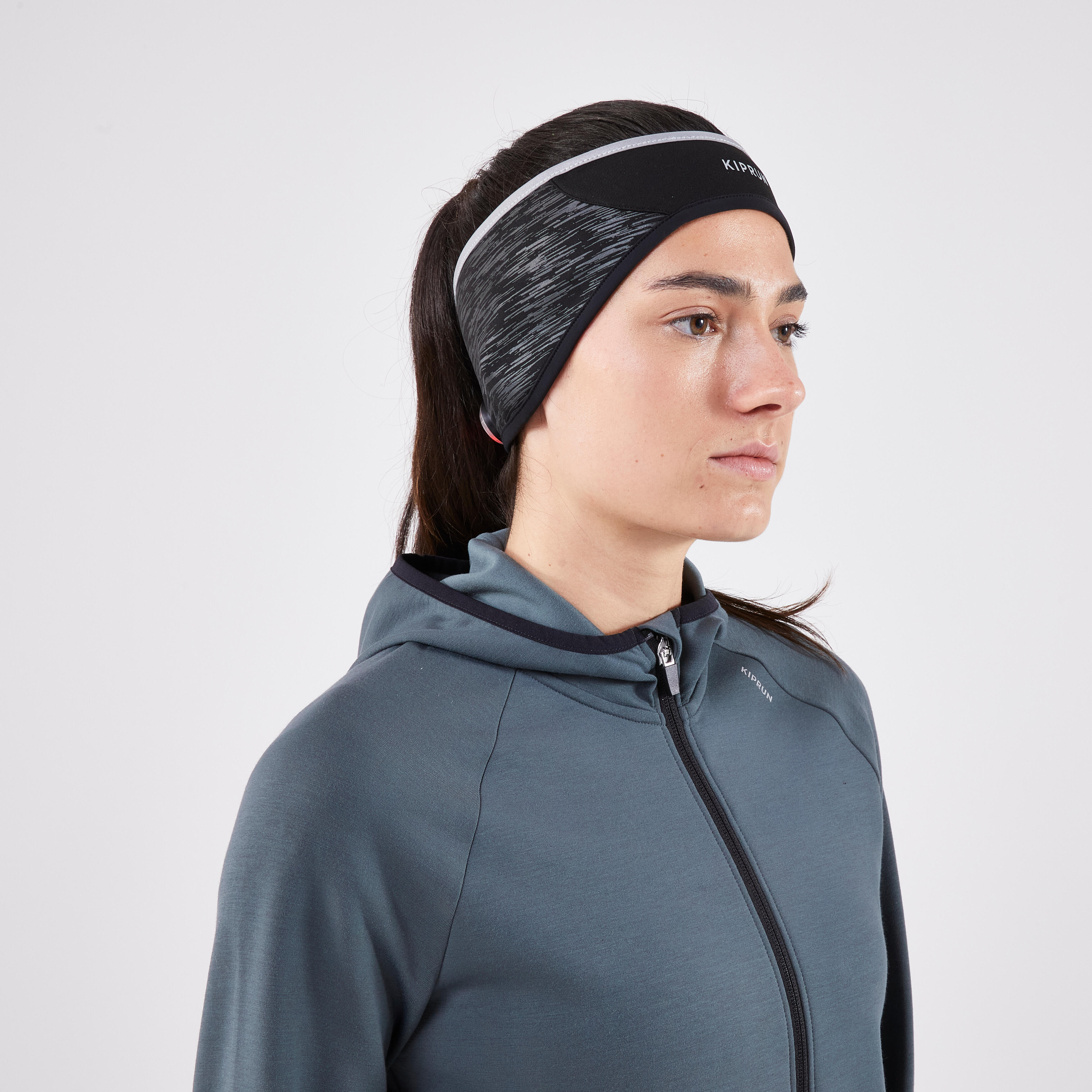 KIPRUN Warm + Unisex Running Headband - Black/Graph