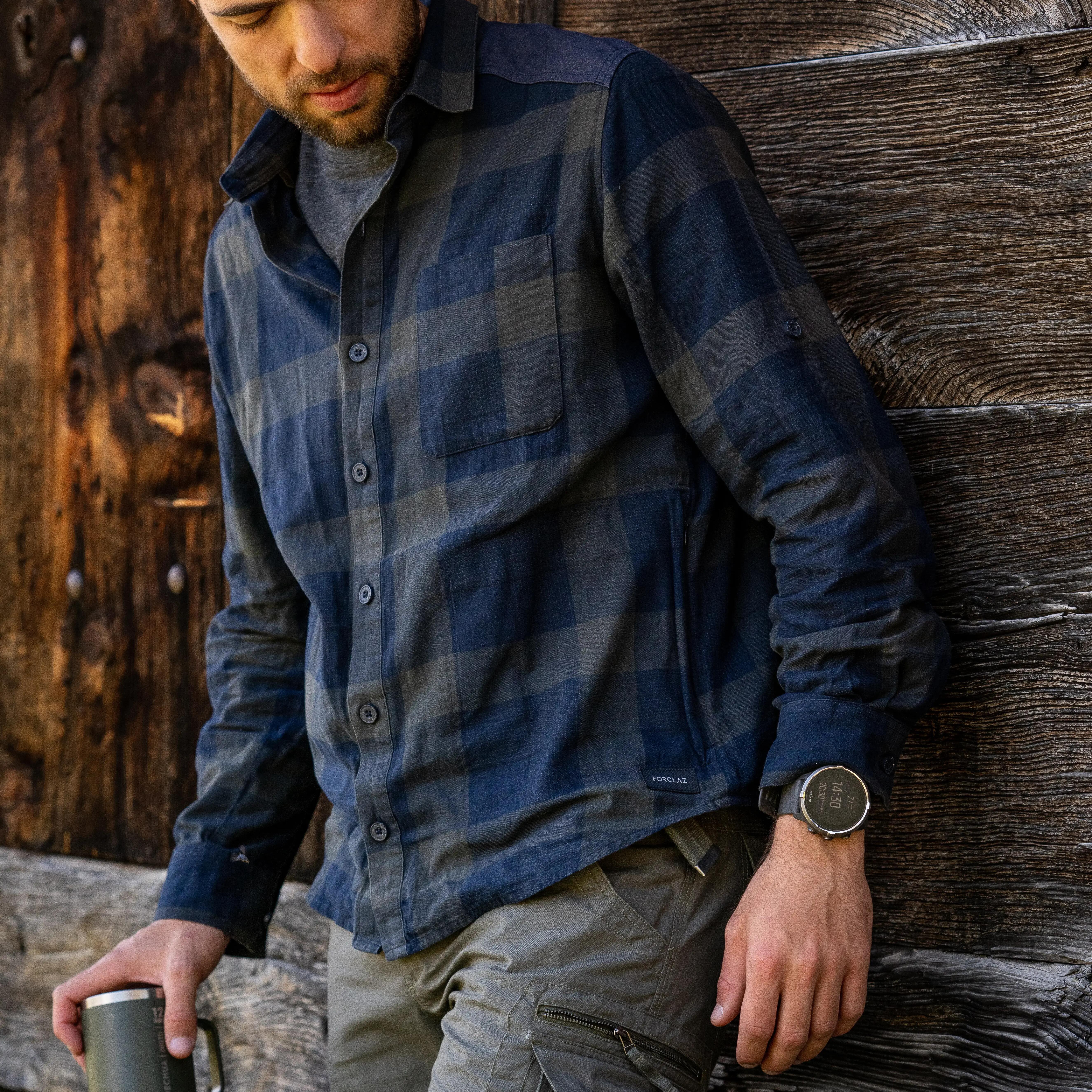 Men's Travel Trekking Cargo Trousers - TRAVEL 100 Grey