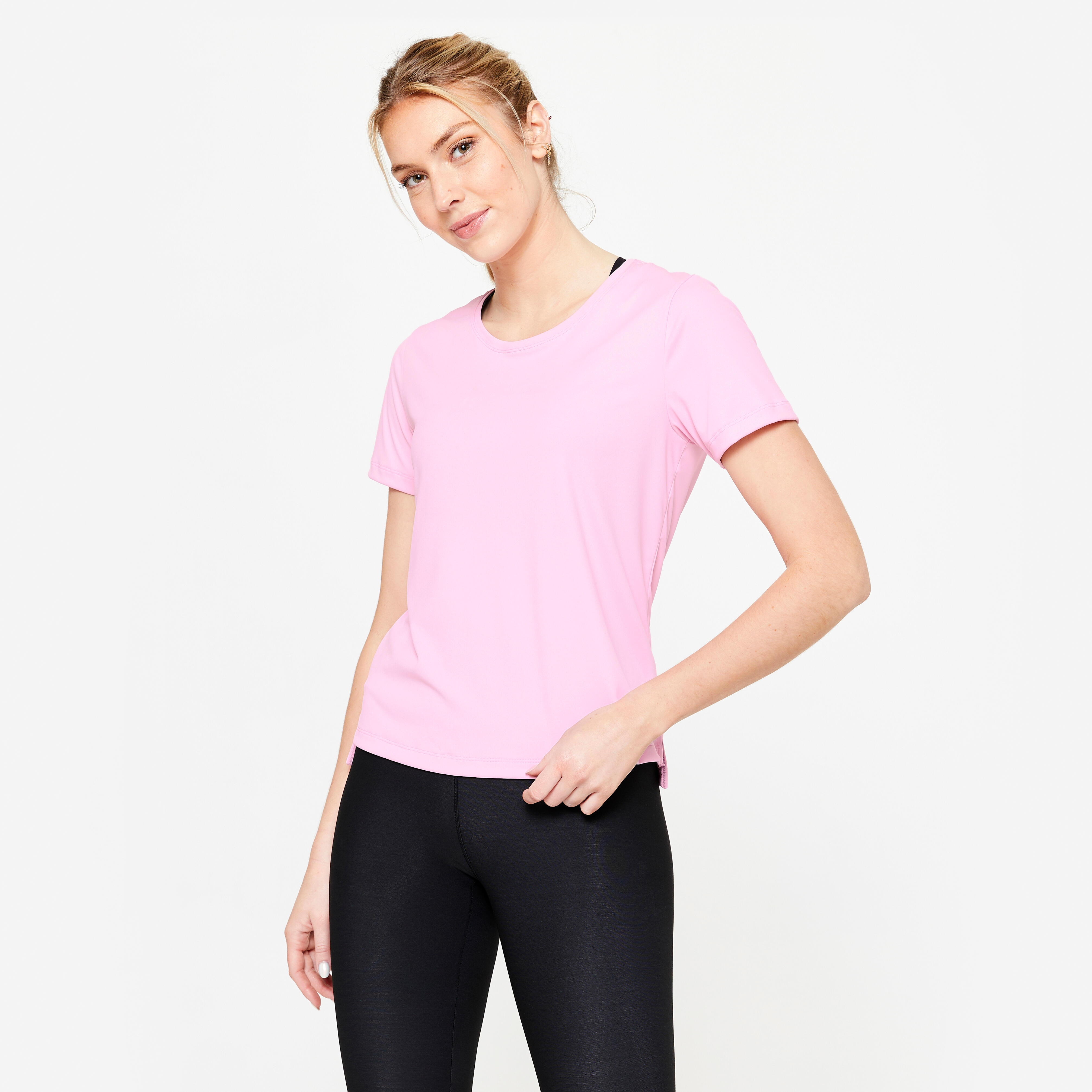 Women's Short-Sleeved Cardio Fitness T-Shirt - Light Pink
