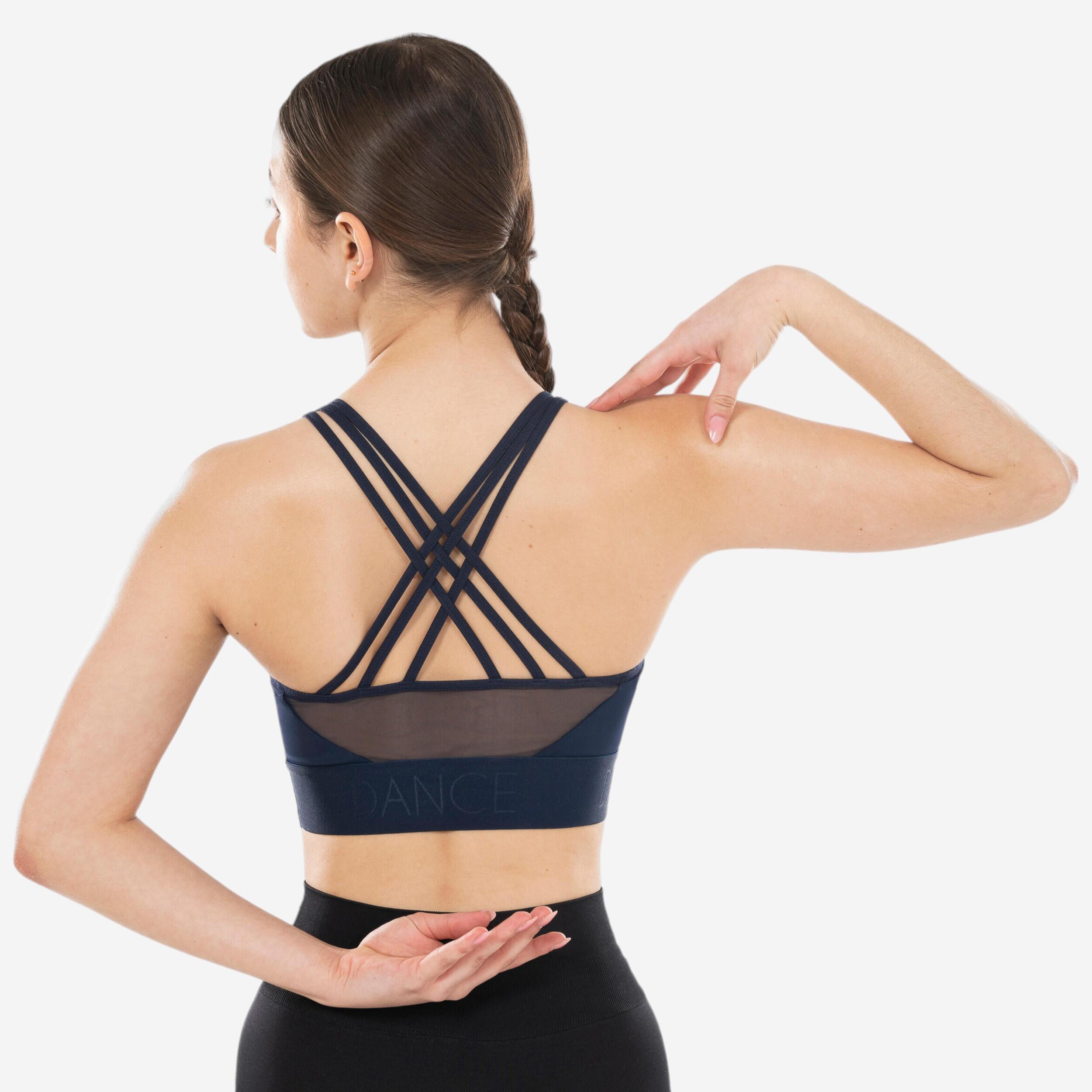 Women's Modern Dance Sports Bra with Thin Straps  Removable Pads - Blue