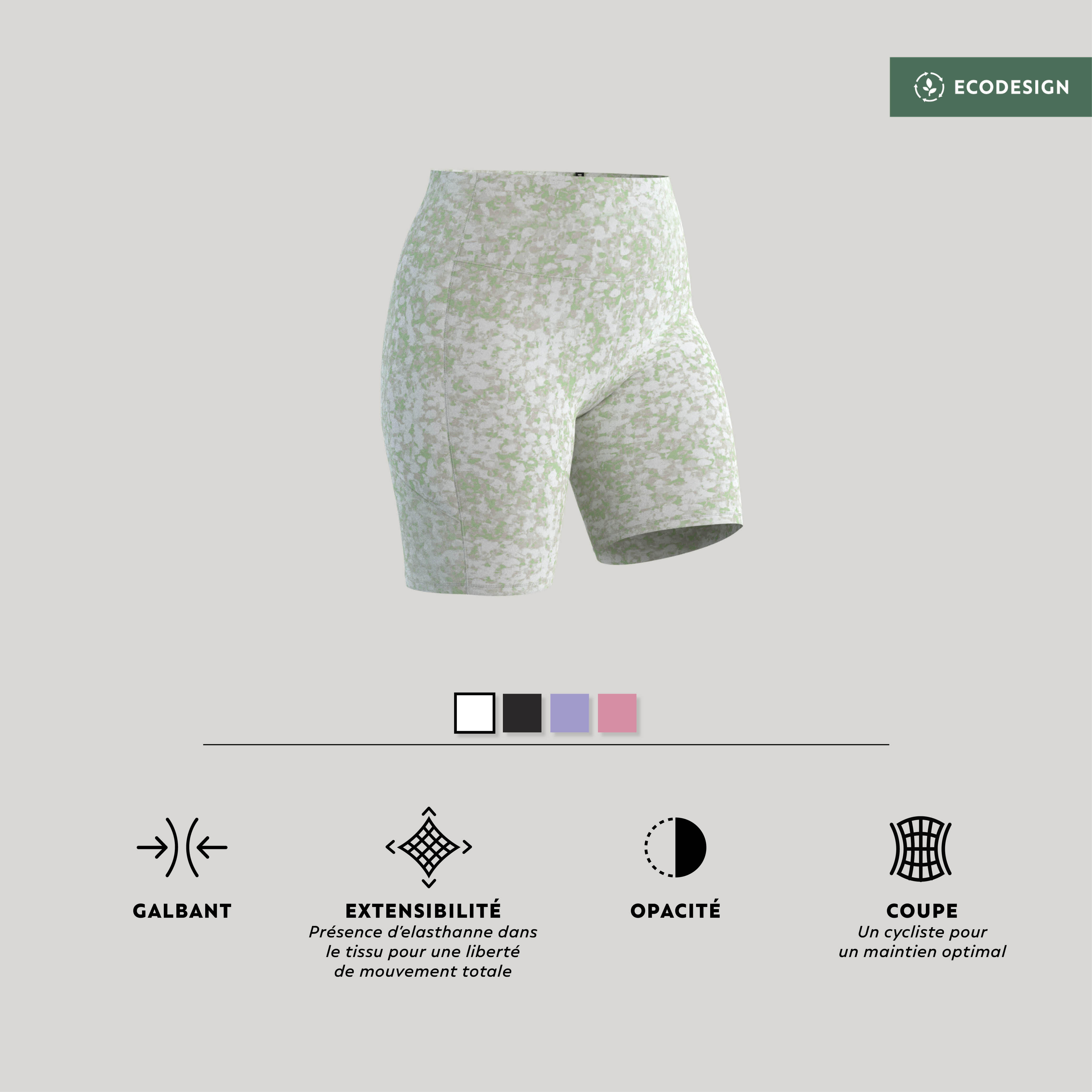 Women's Fitness Cycling Shorts 520 - Beige/Print