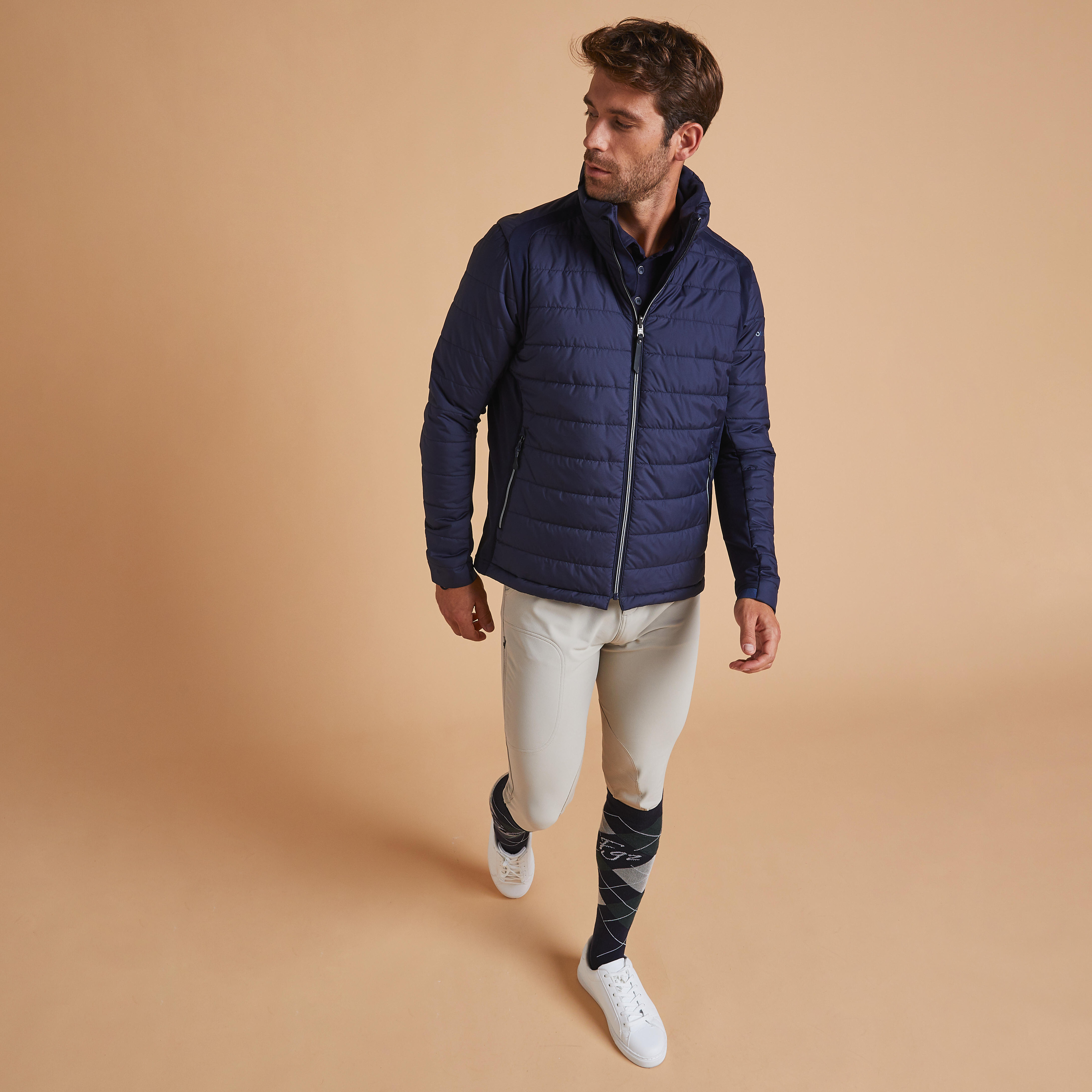 Men's Horse Riding Light Padded Jacket - Blue Black/Dark Blue