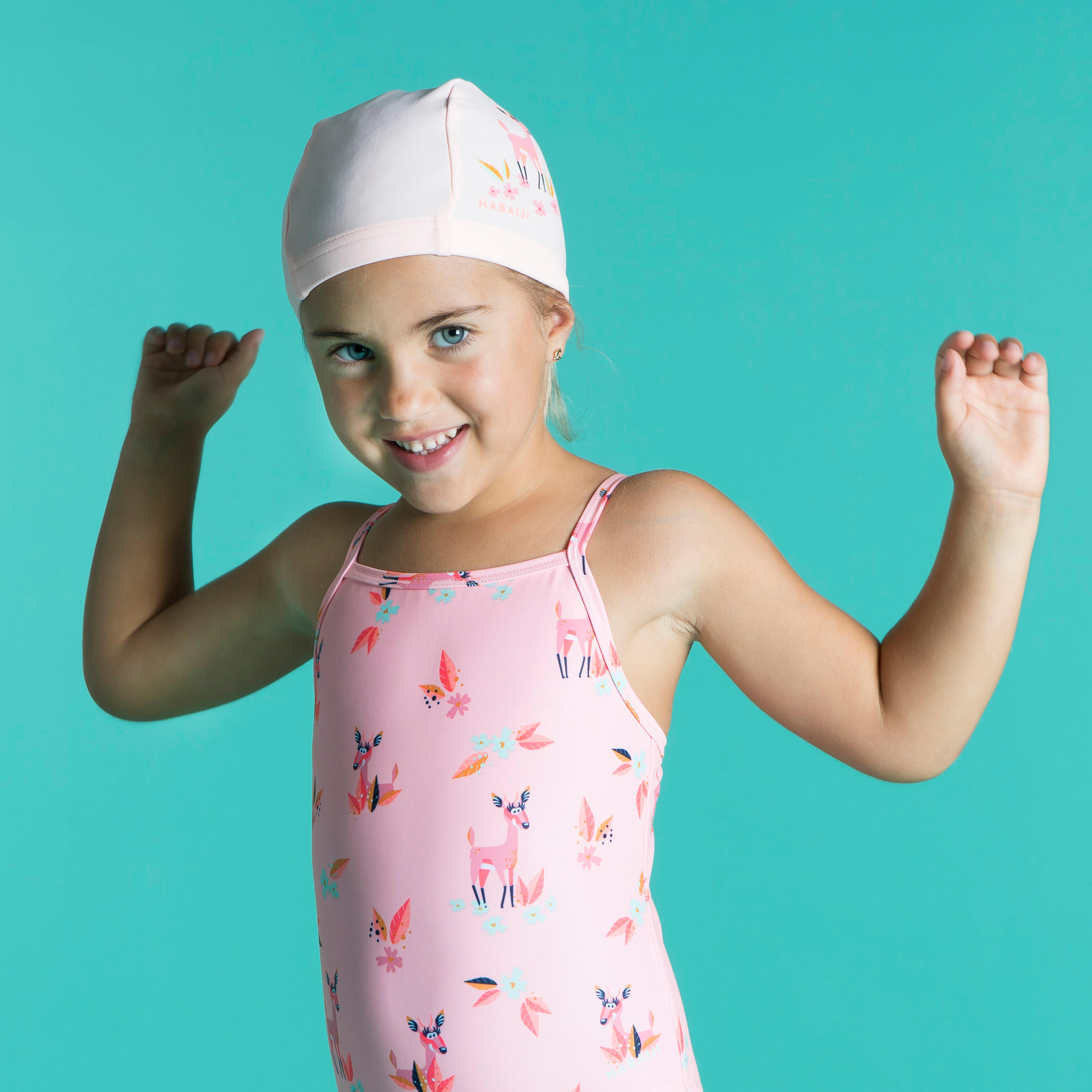 Baby Bathing Cap Gazelle Mesh Print Pink