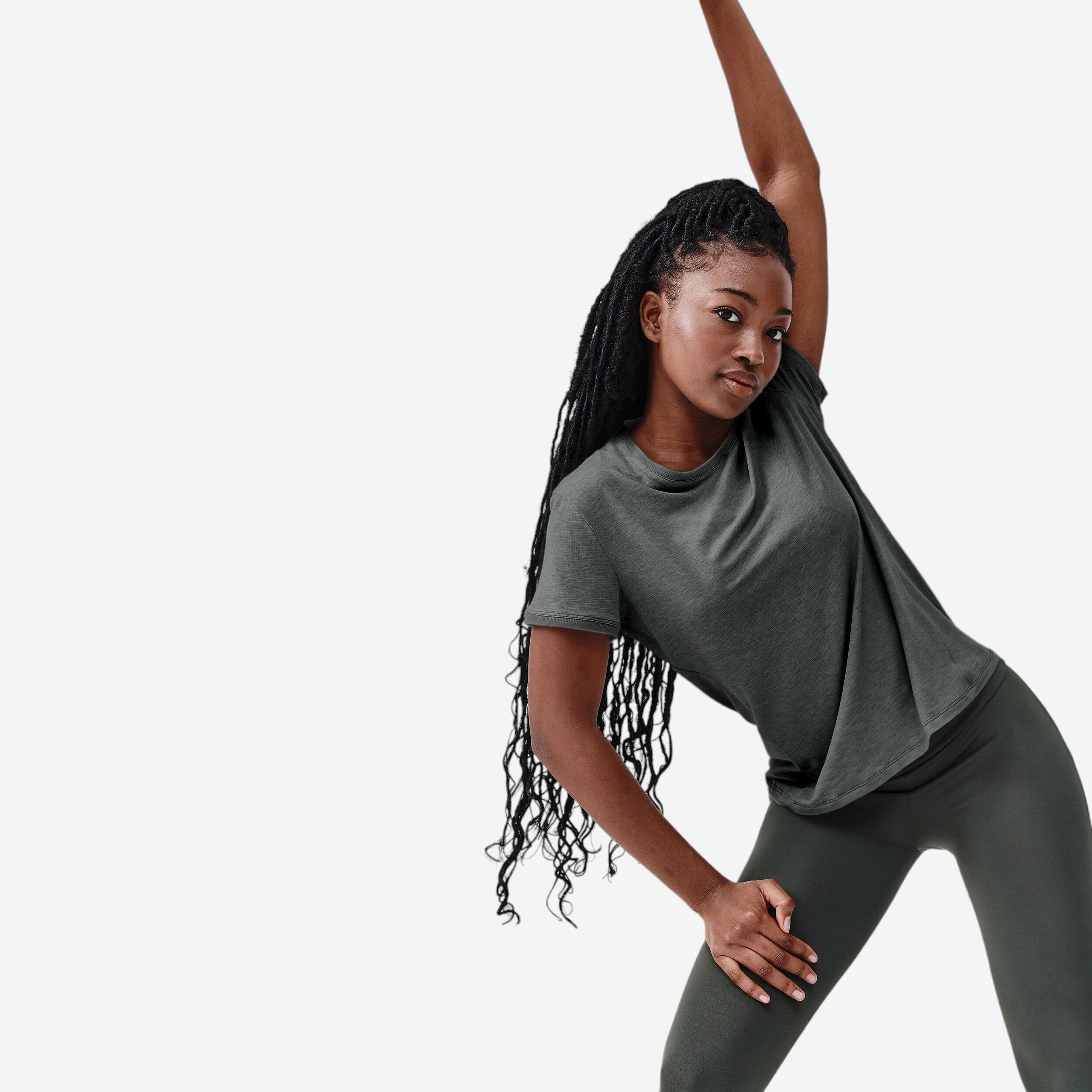 Women's Soft and Breathable Running T-Shirt-Soft Green Grey