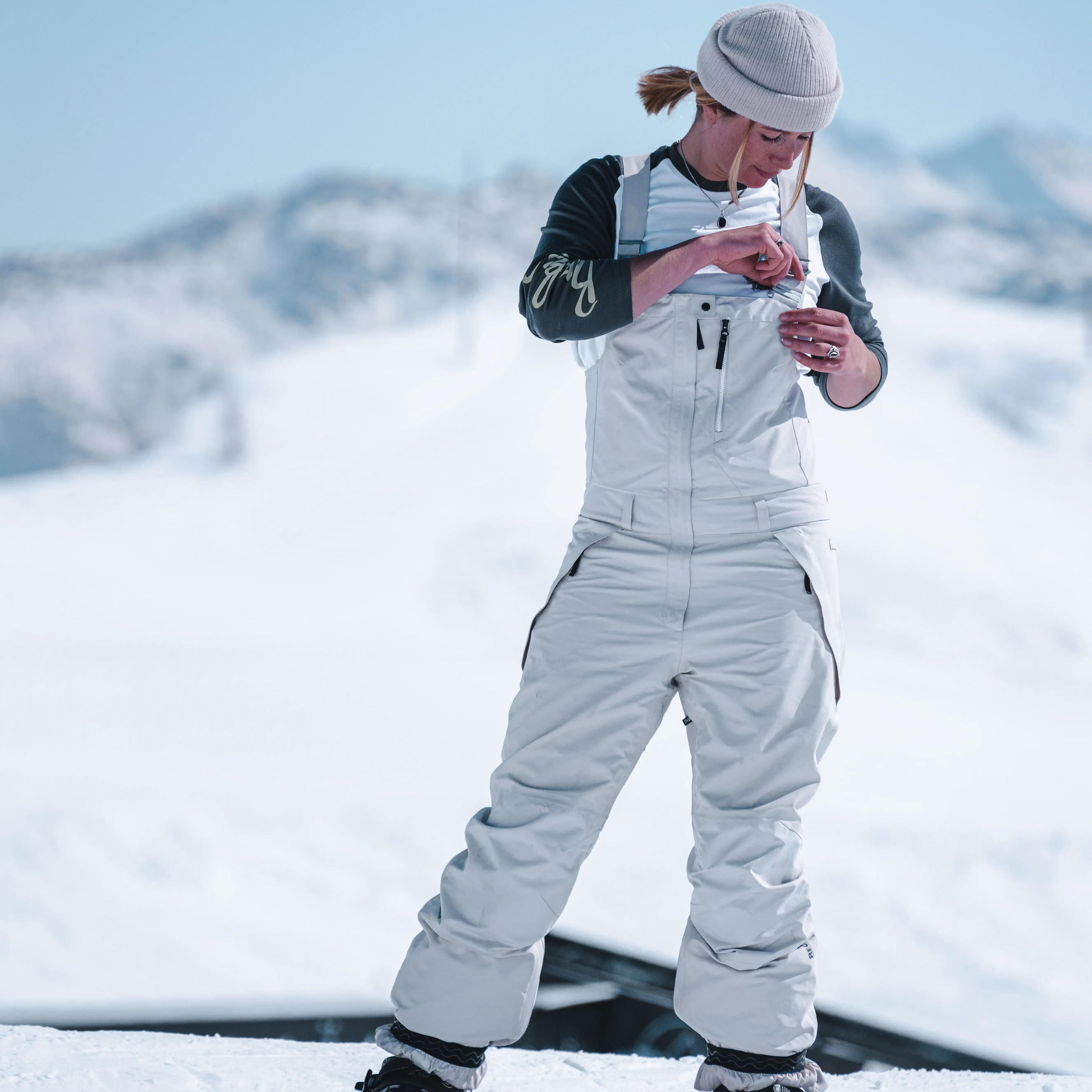 Women's Waterproof Snowboard Salopettes SNB BIB 900 - Beige