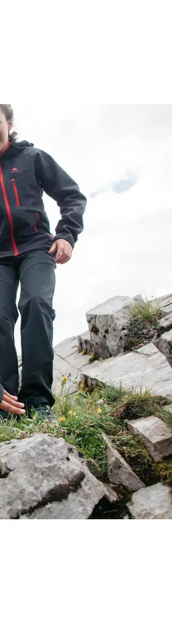 KIDS’ PADDED HIKING JACKET - HYBRID AGED 7-15 - DARK GREY