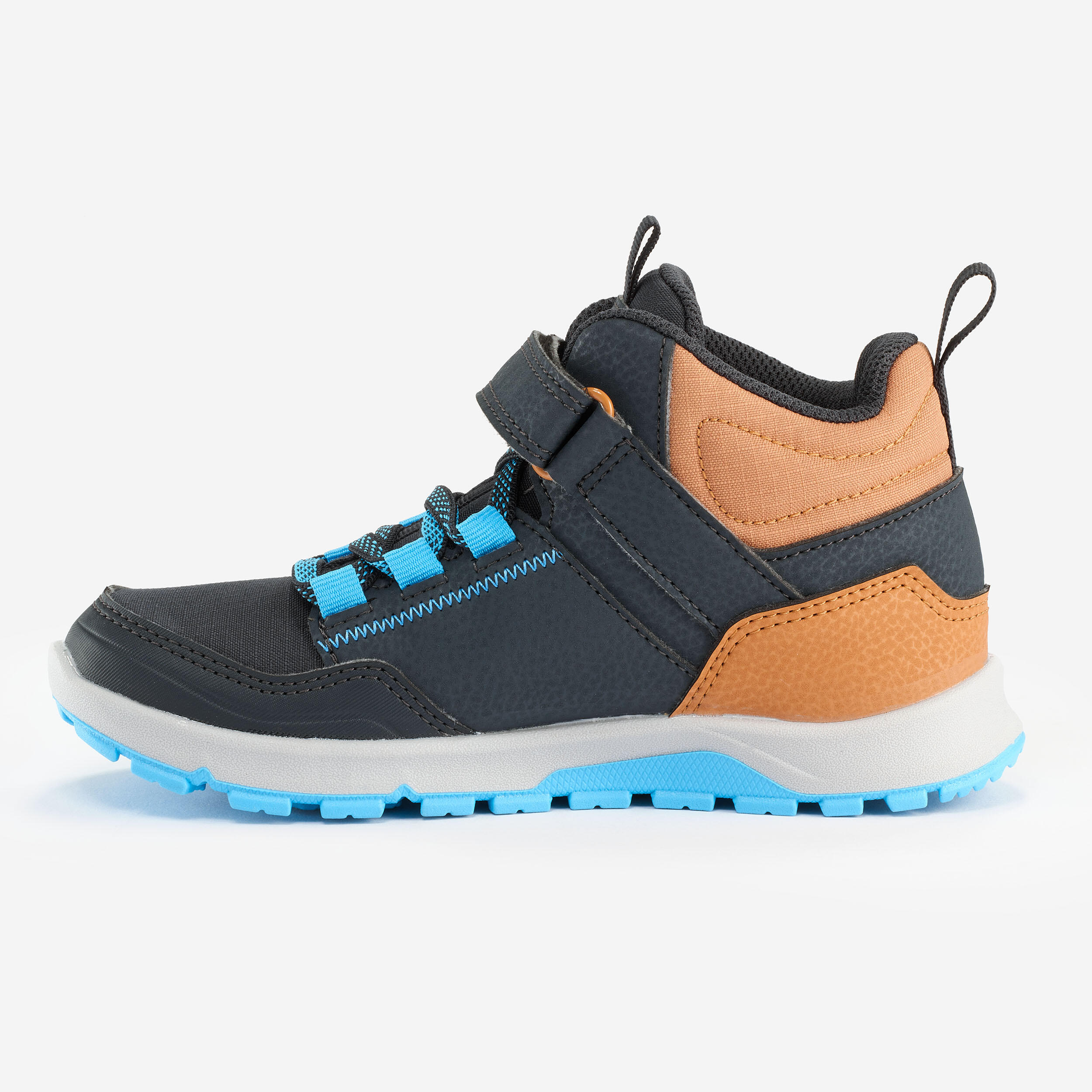 Children's hook and loop hiking boots - NH500 MID GREY - 28–34