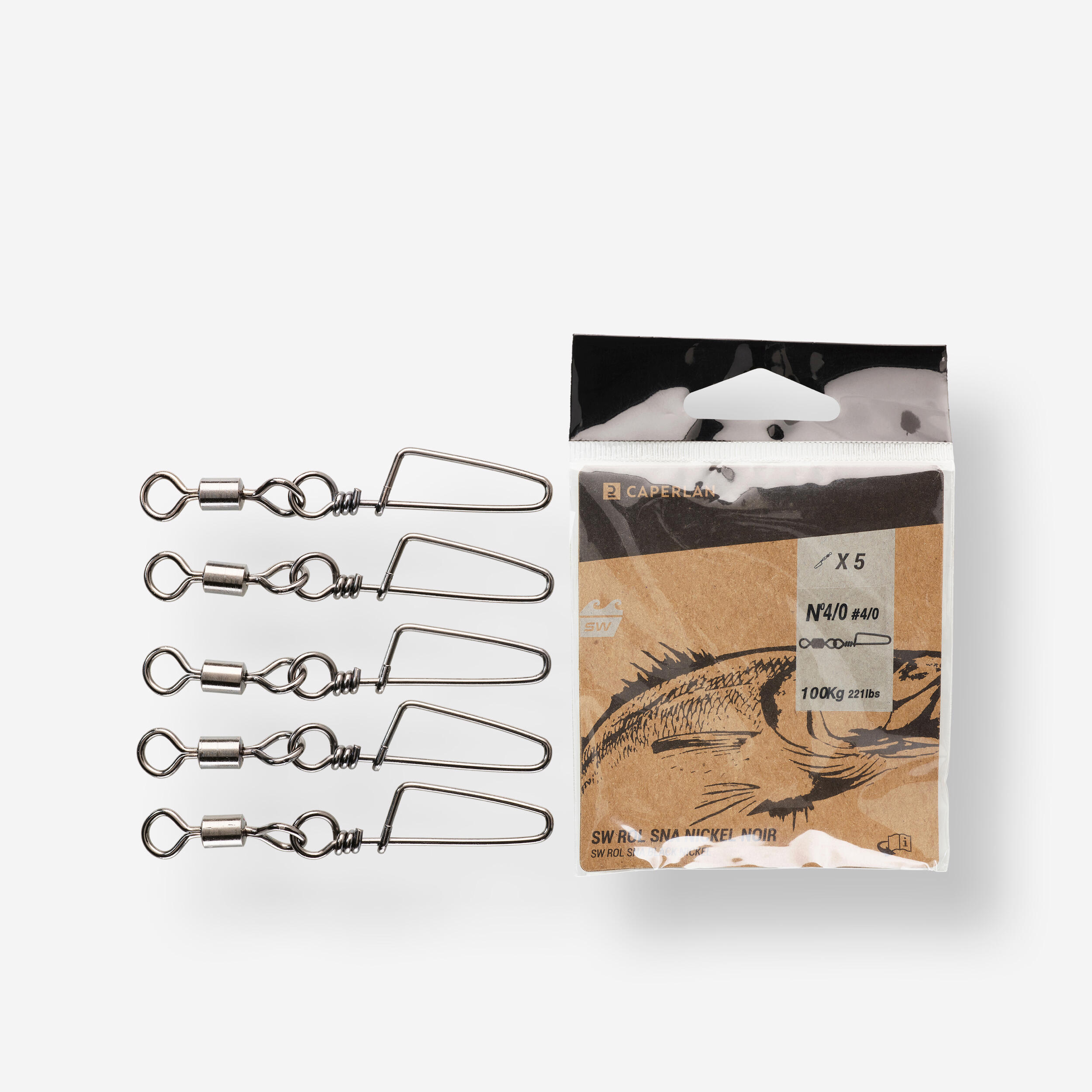 BLACK NICKEL SW x5 sea fishing rolling snap swivel