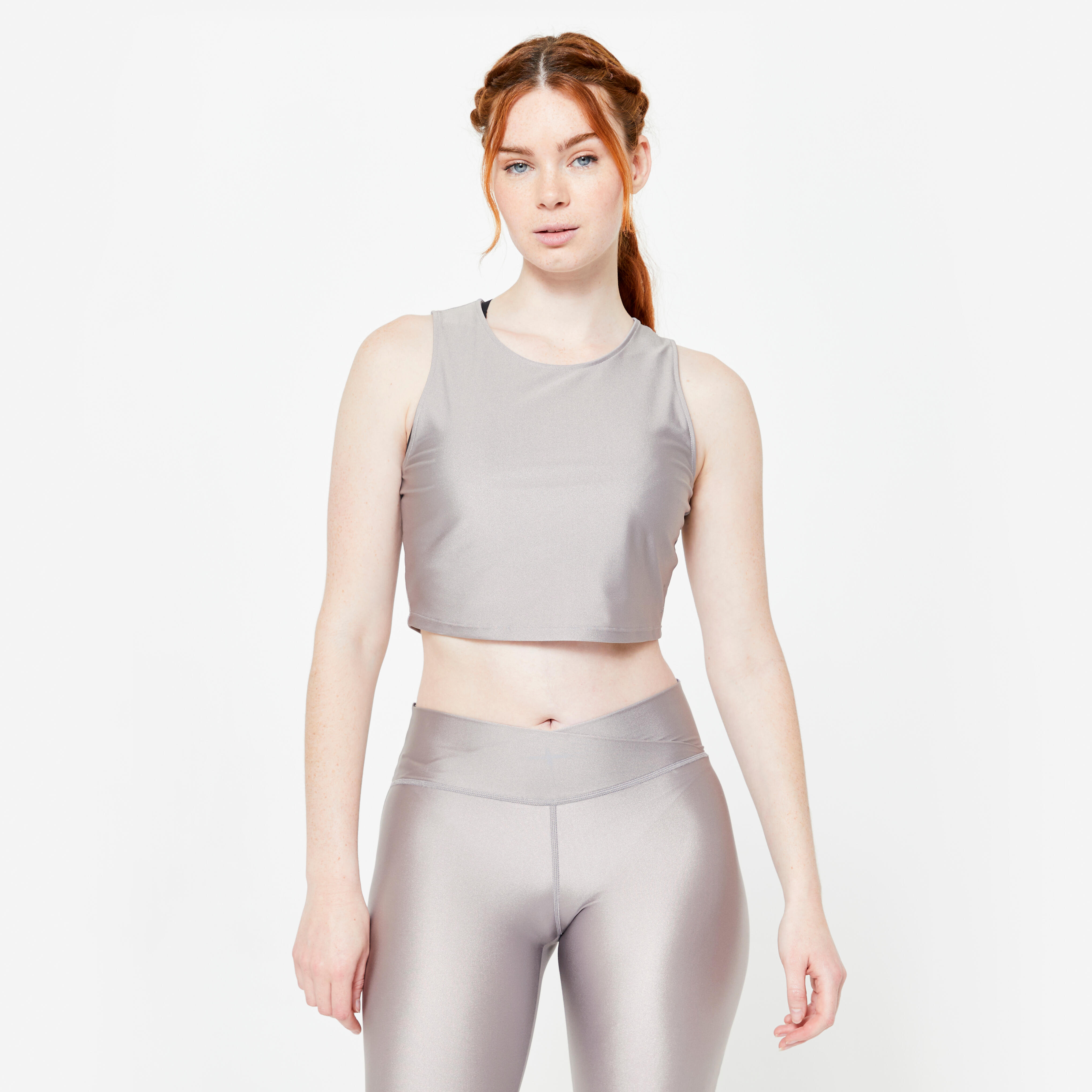 Women's Cropped Fitness Tank Top - Grey