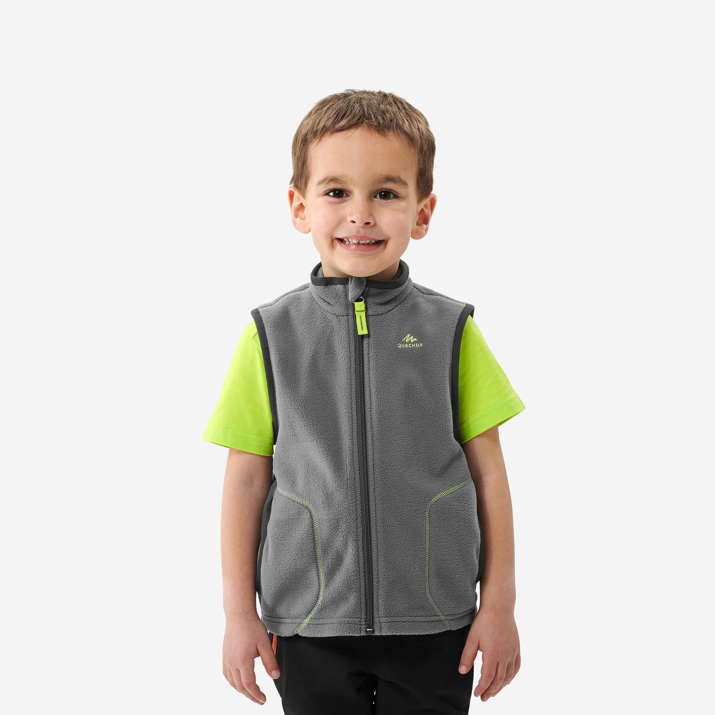 Kids’ Hiking Fleece Gilet - MH150 Aged 2-6 - Grey