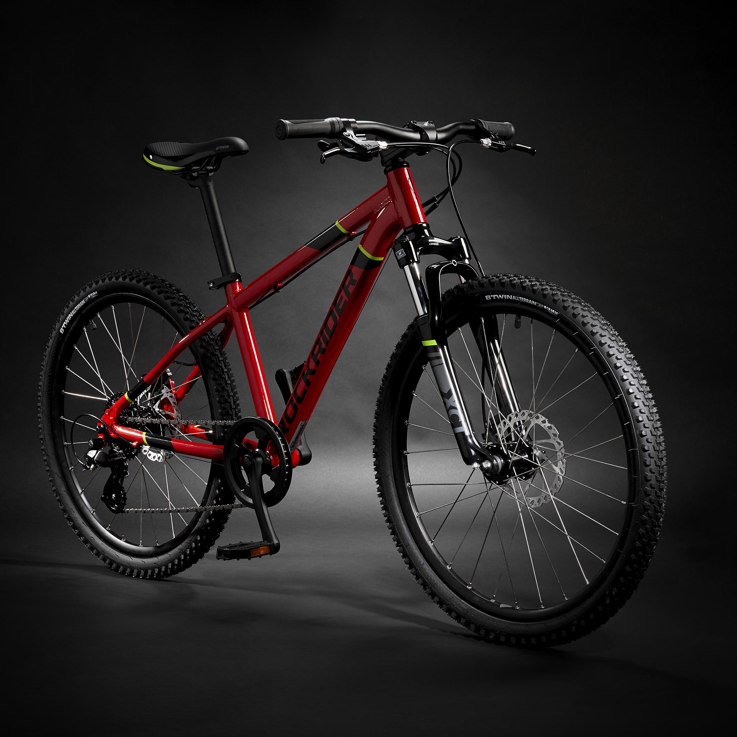 Kids' 24-inch lightweight aluminium mountain bike  red