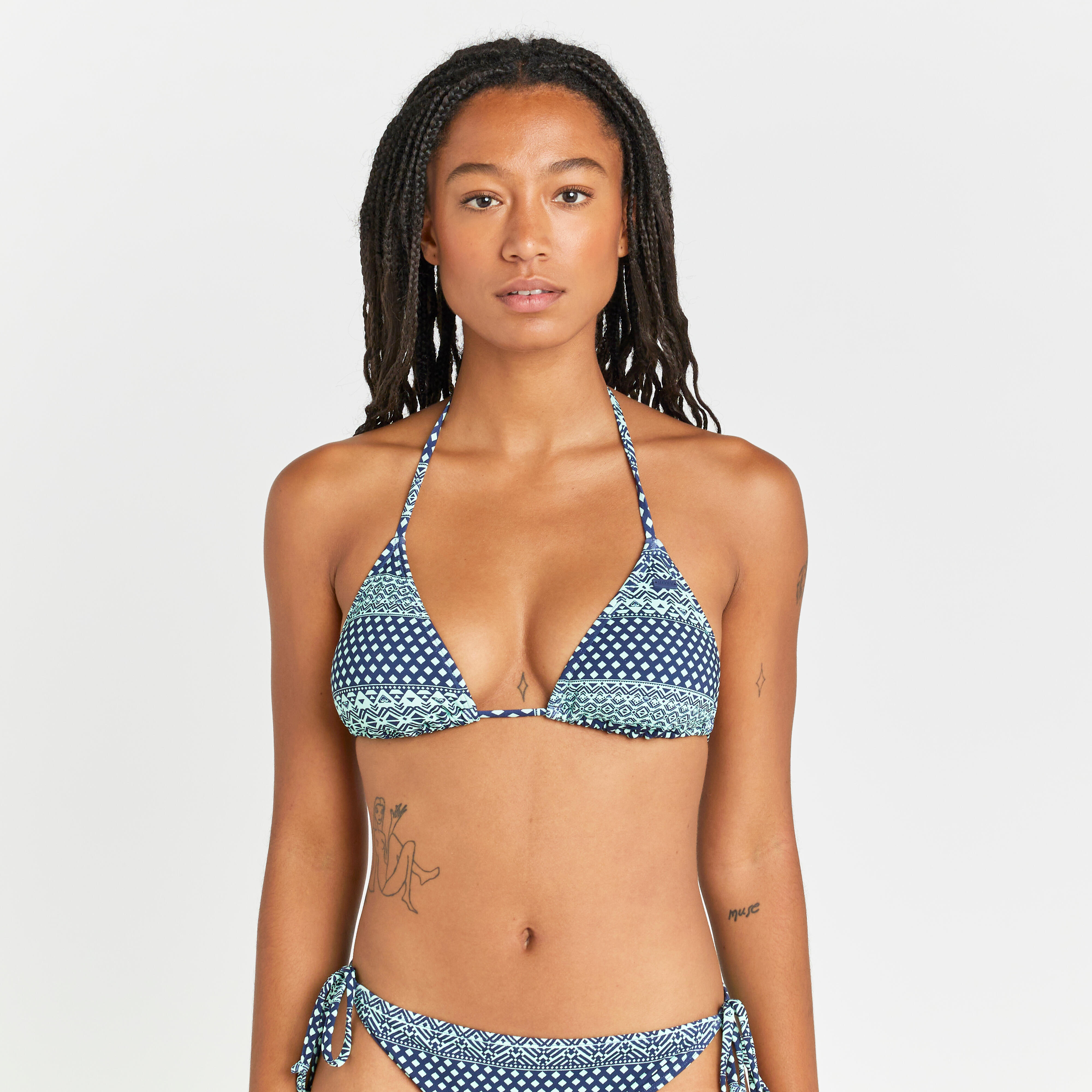 Women's triangle bikini top - Geo green