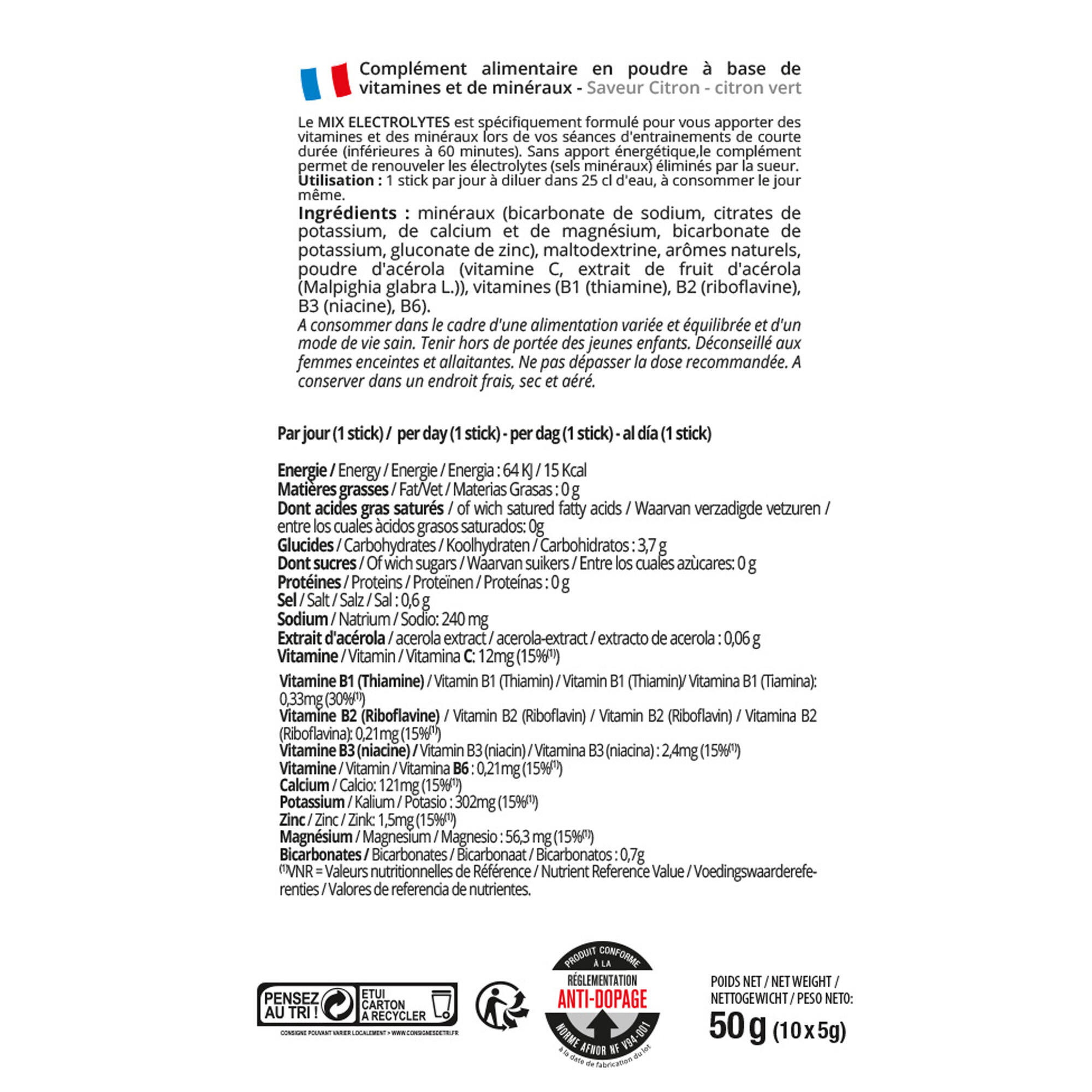 Electrolyte Drink Overstims (zero calorie) packet of 10 x 8 g sachets - lemon