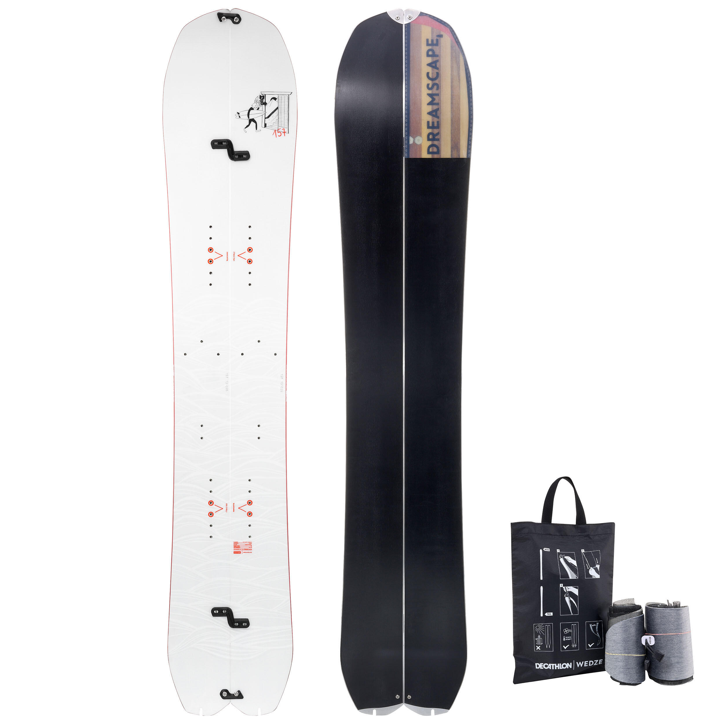 Splitboard pack: adult splitboard sold with made-to-measure skins