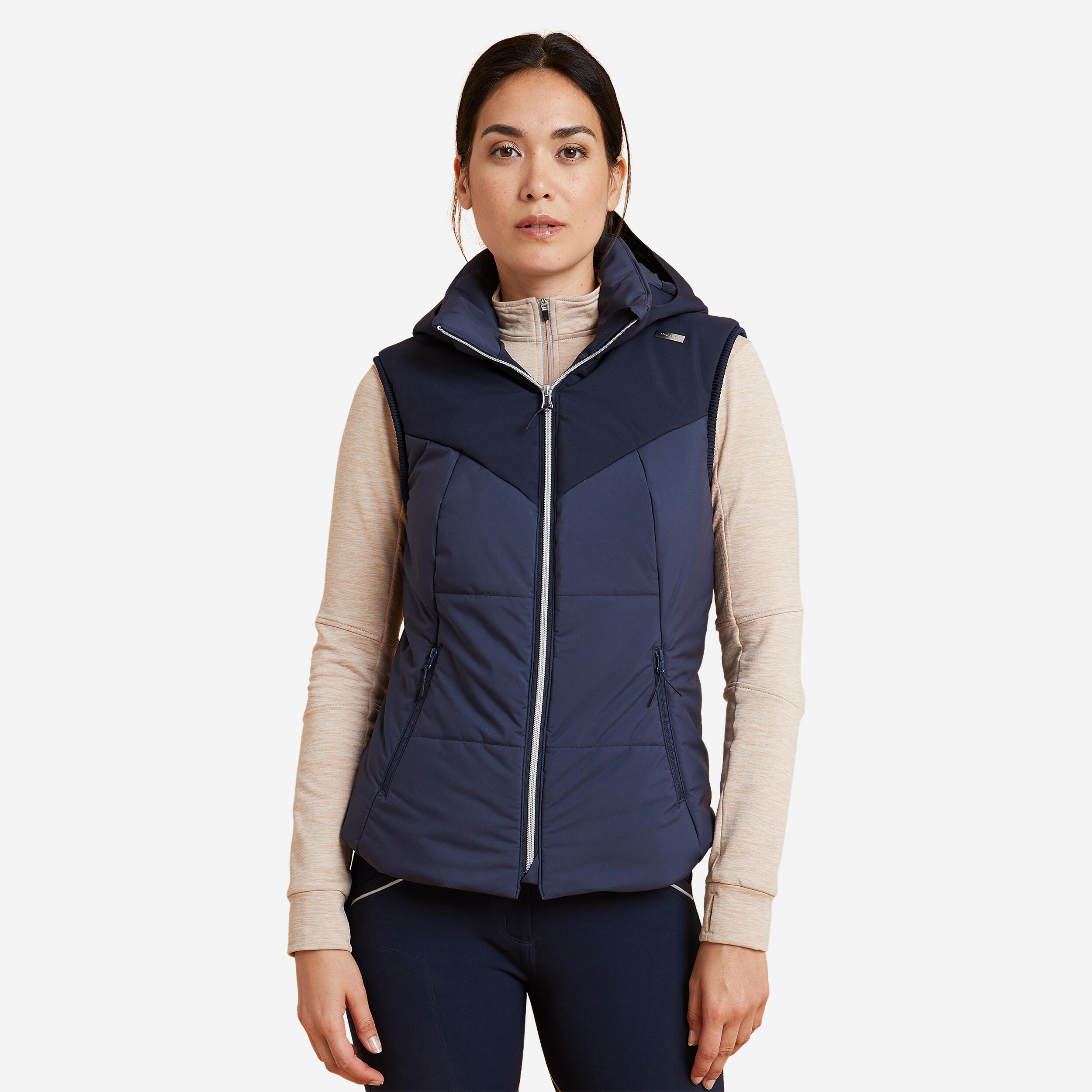 Women's Sleeveless Horse Riding Warm Down Jacket 900 - Navy