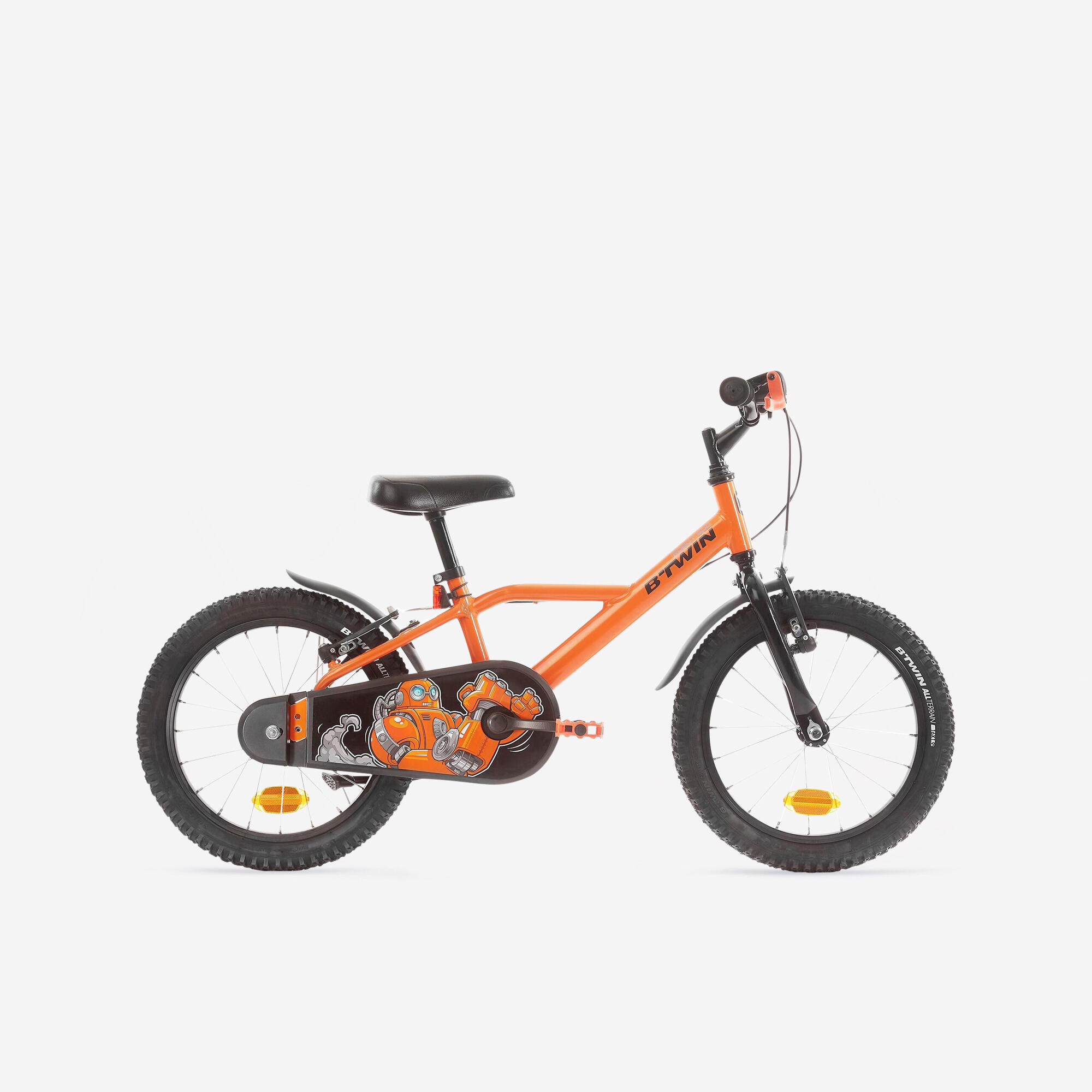 Kids' 16-inch  chain guard  easy-braking bike  orange