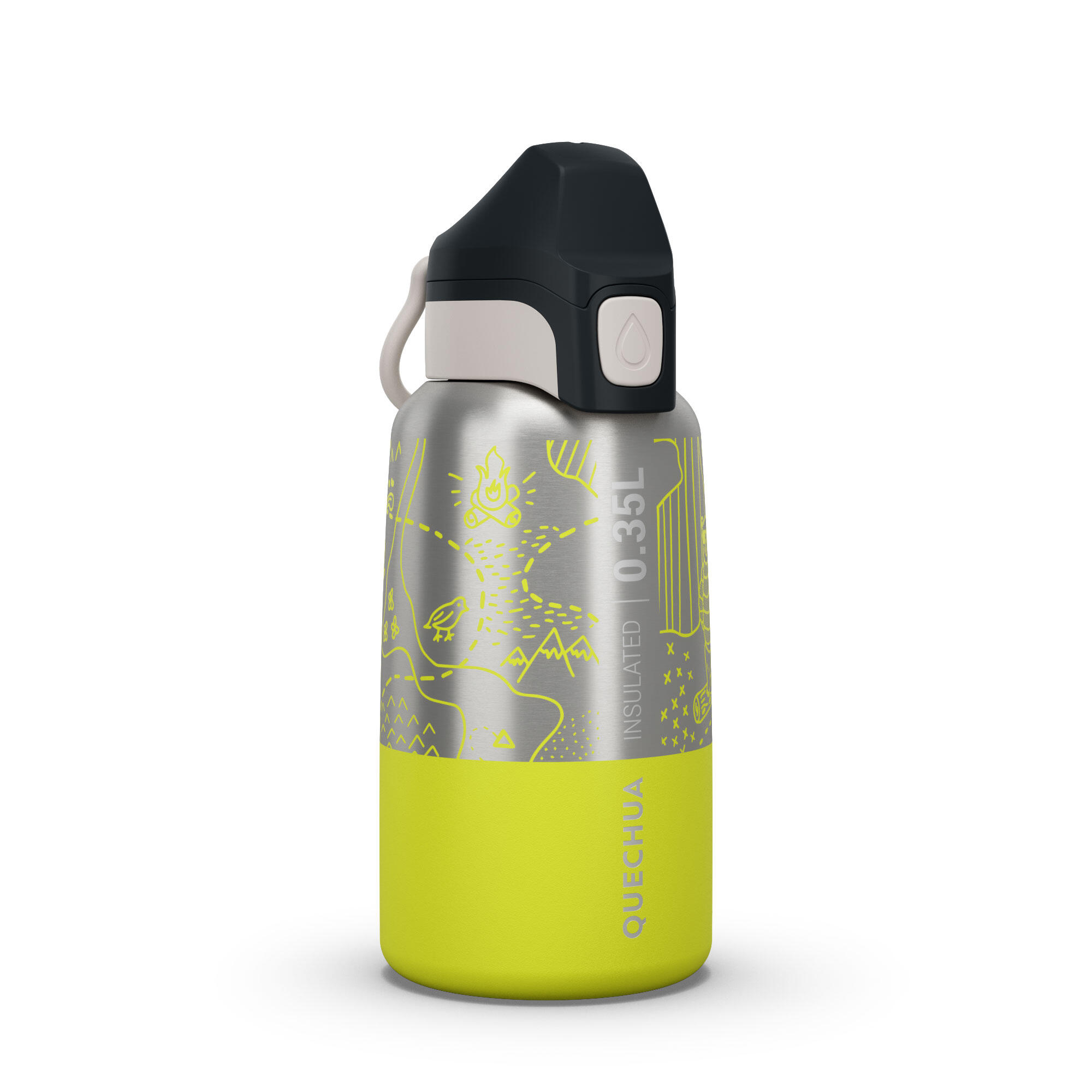 Kids’ 0.35 L stainless steel insulated flask with quick opening hiking cap