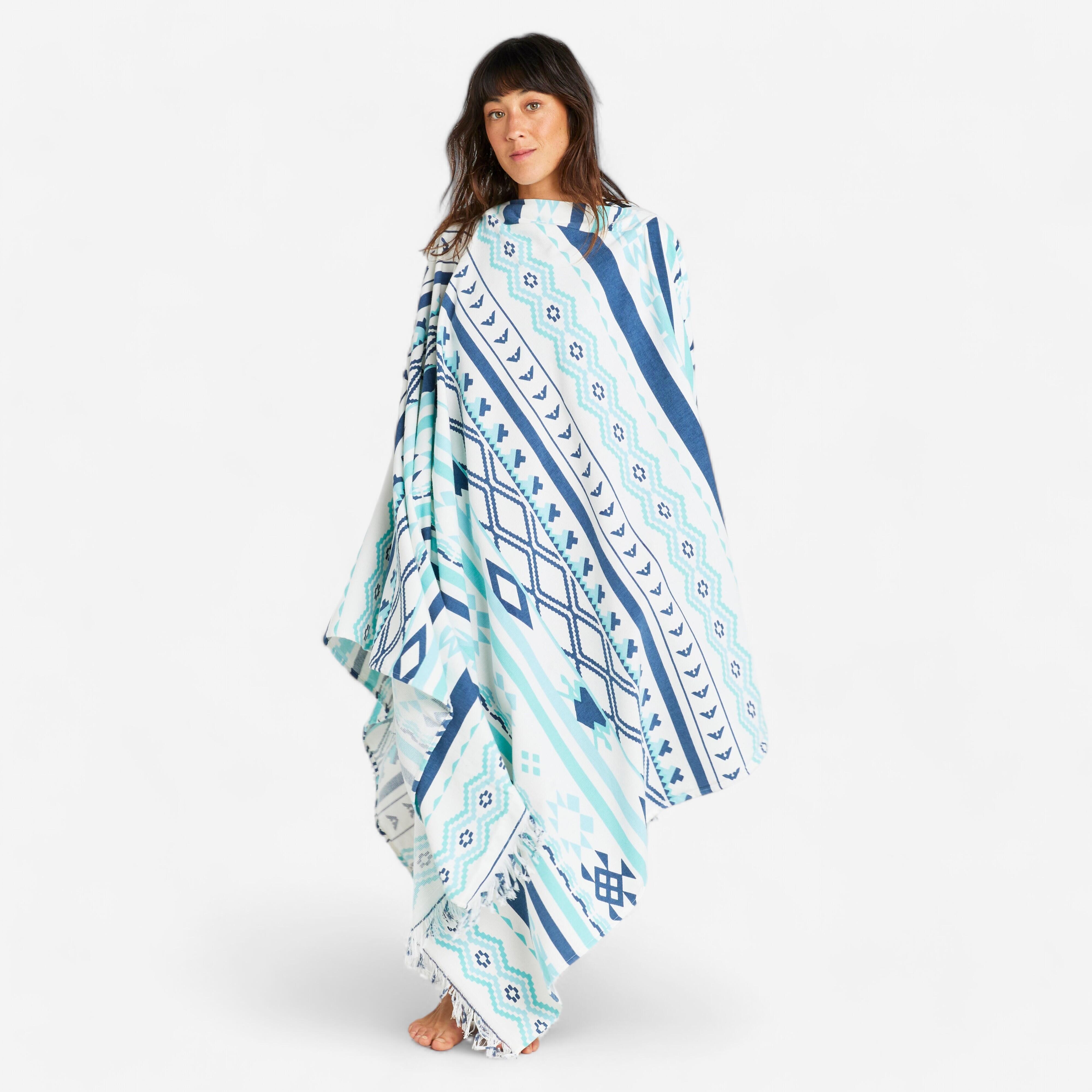 Beach Towel Poncho 190 x 190 cm - Blank blue