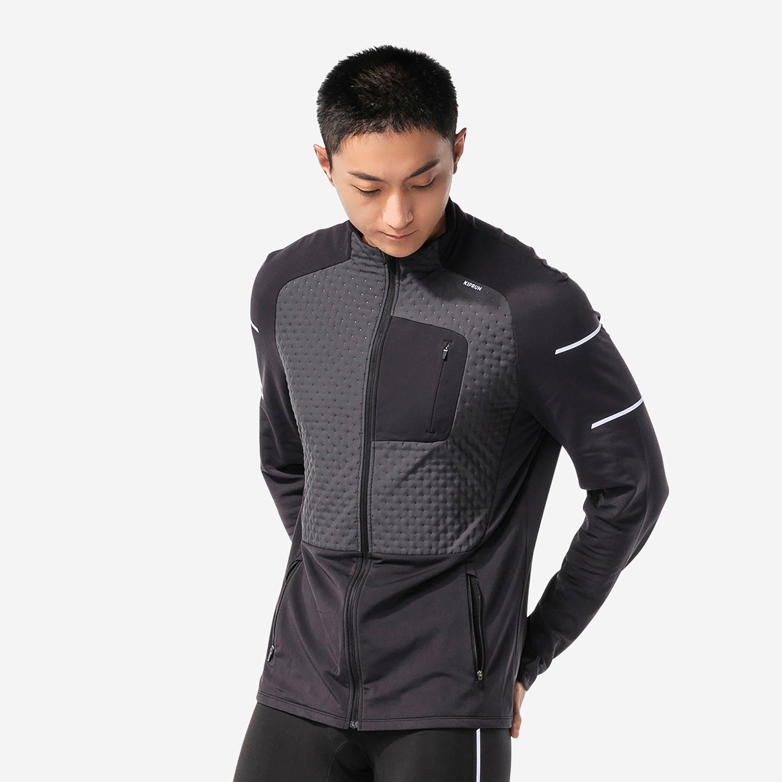 MEN'S WARM WINTER RUNNING JACKET - KIPRUN WARM BLACK