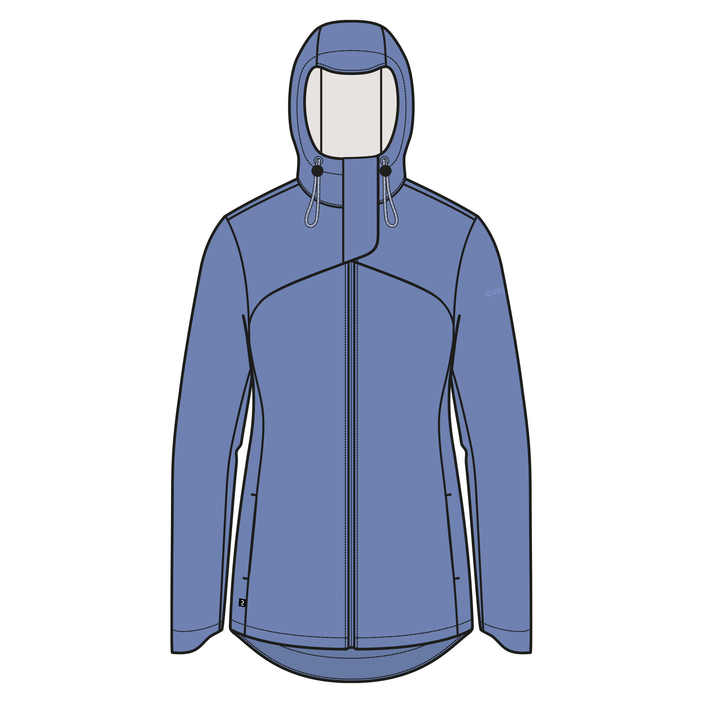 Hiking Raincoat - NH500 Waterproof Jacket - Women - Blue