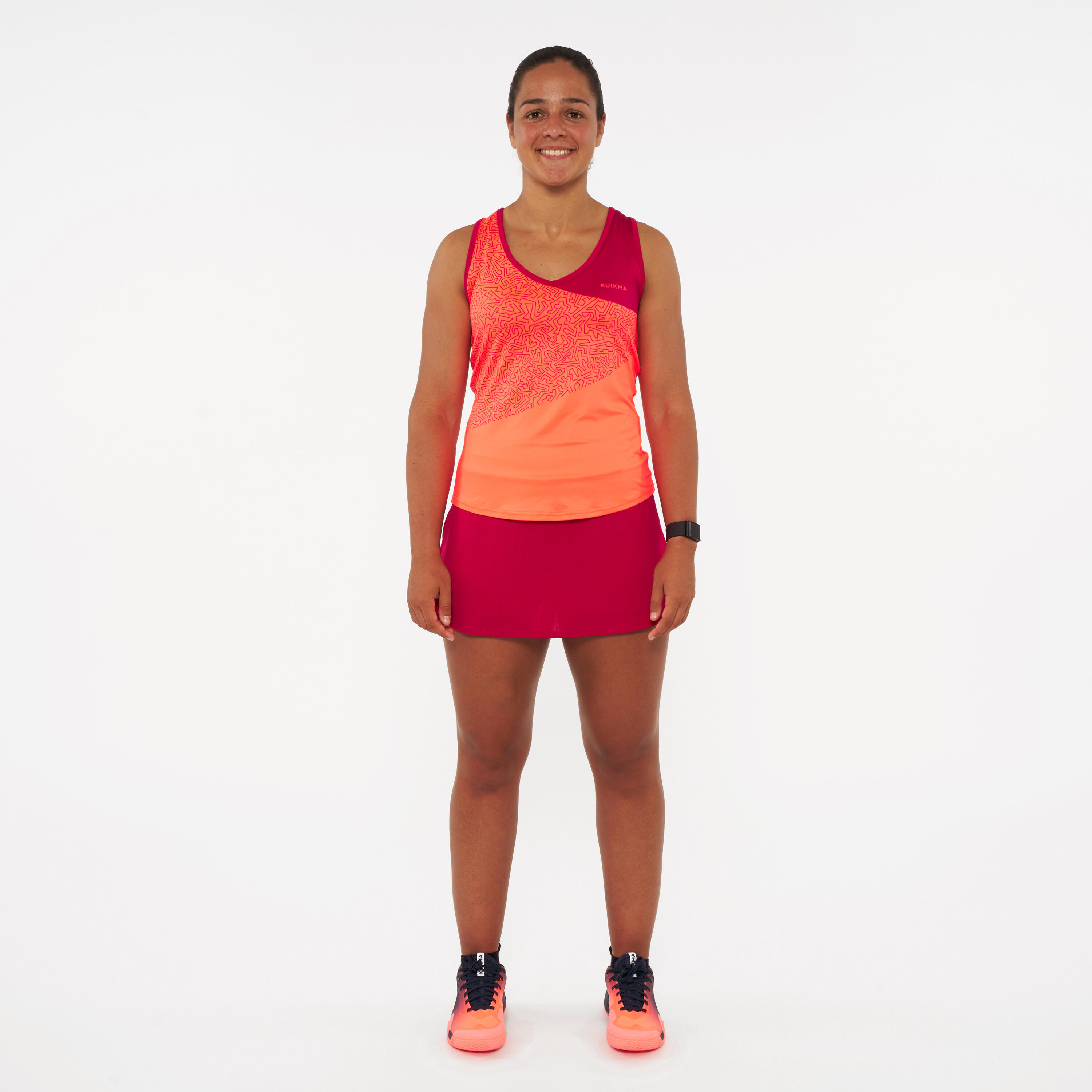Women's Technical Breathable Padel Tank Top Dry - Red/Orange