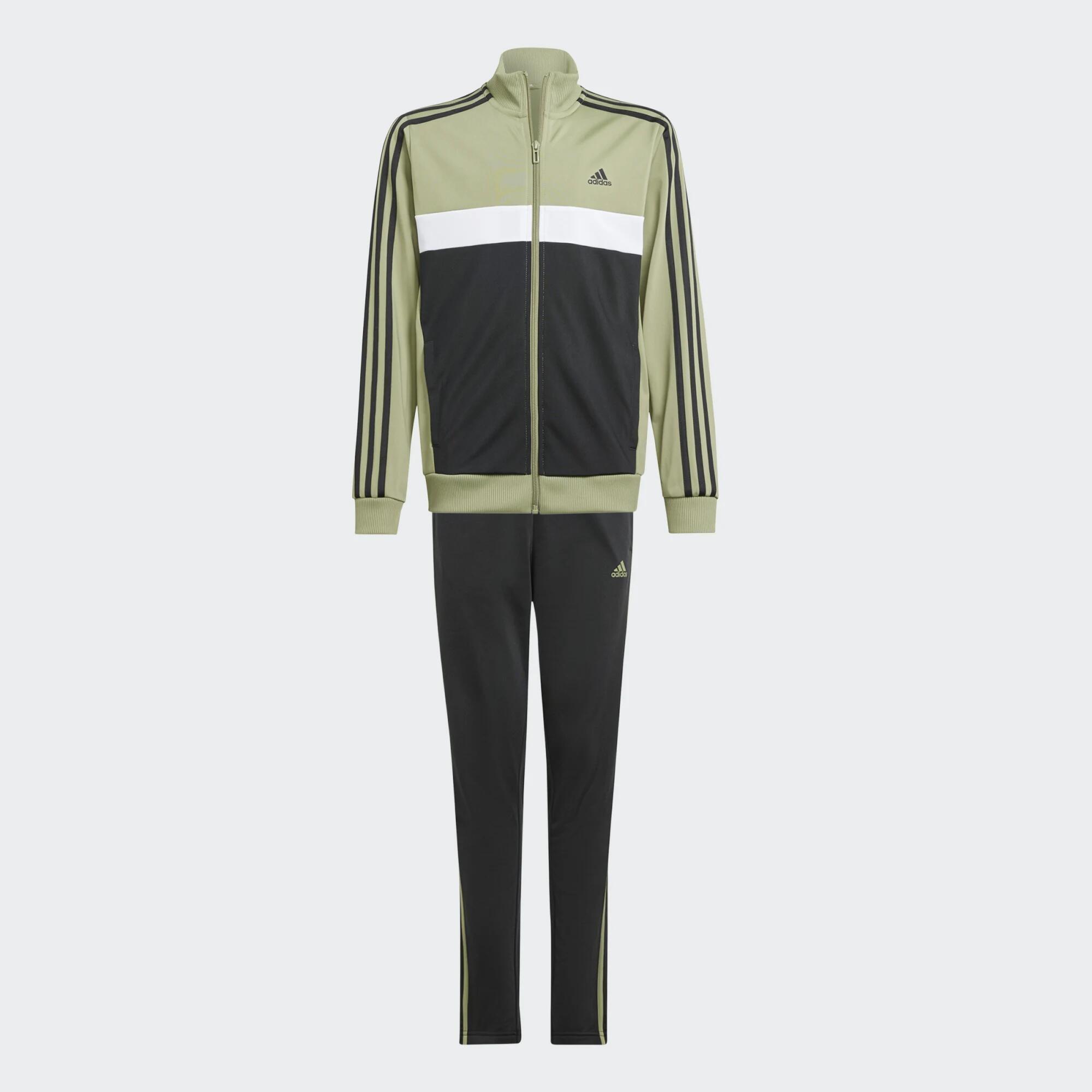 Kids' 3-Stripe Tracksuit - Black/Green