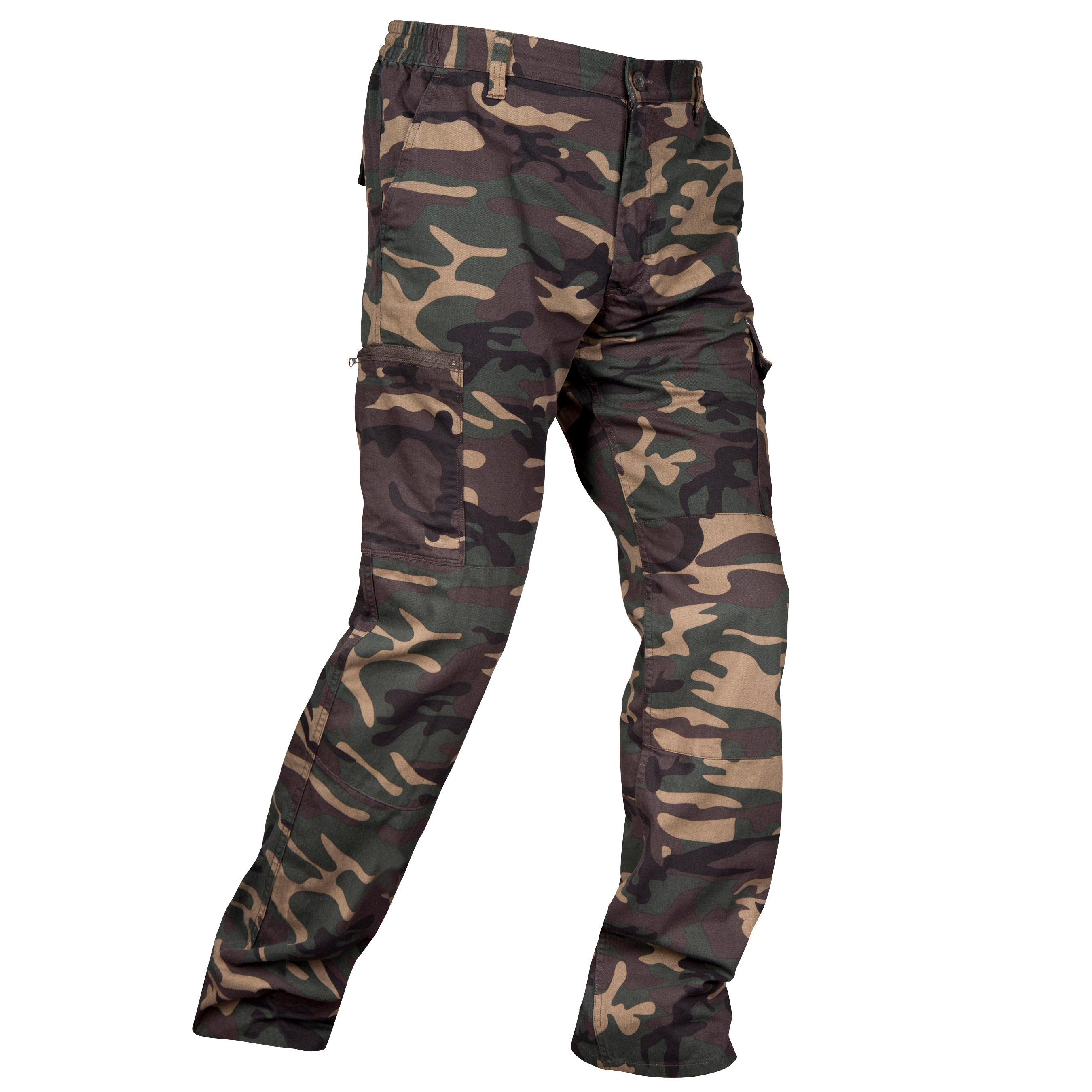 ROBUST CARGO TROUSERS STEPPE 300 CAMOUFLAGE WOODLAND GREEN