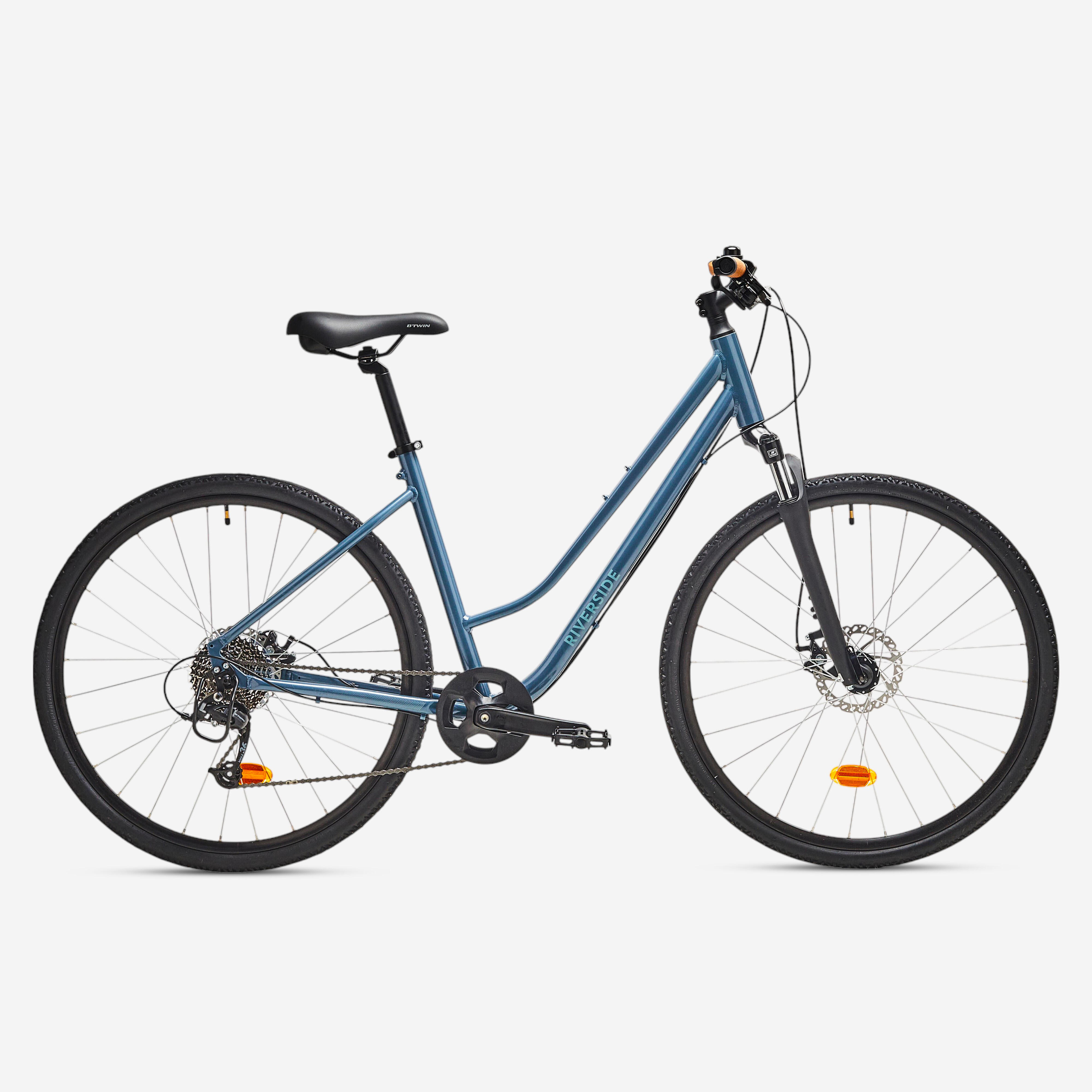 Low Step-Through Hybrid Bike Riverside 500 - Storm Blue