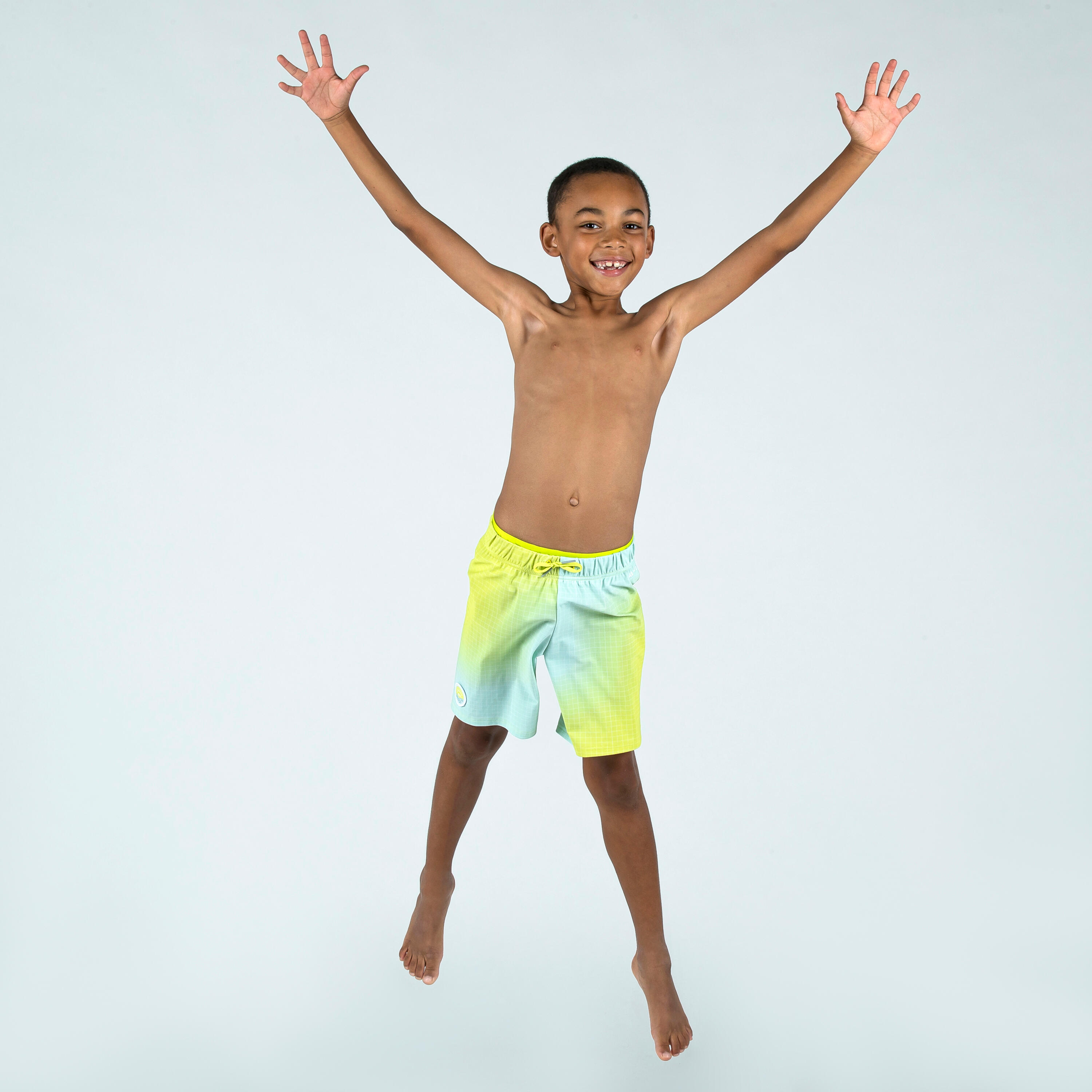 Boys’ Swimming Shorts - 100 Long - KMO Yellow