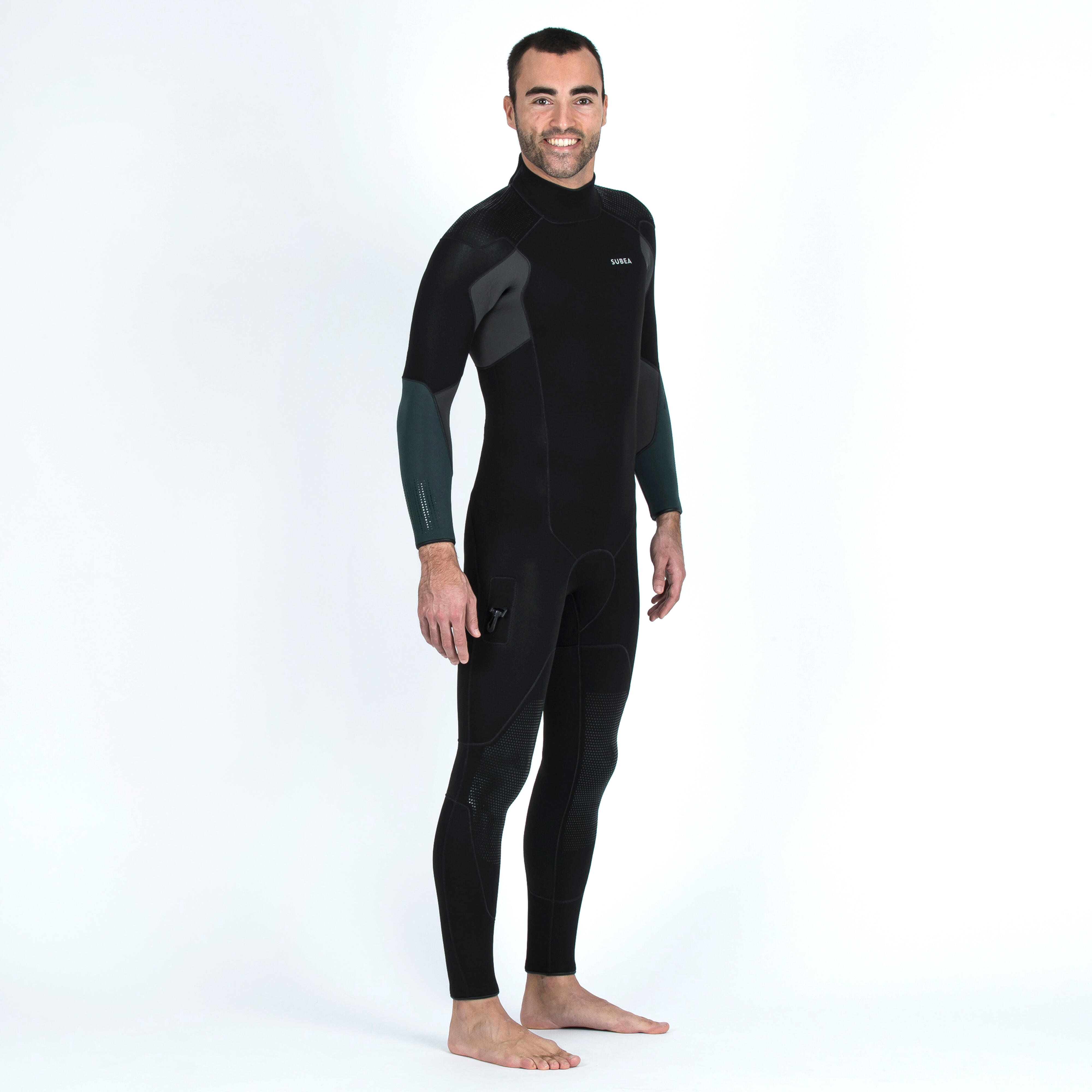 Men's scuba diving 5 mm neoprene wetsuit SCD 900 black khaki