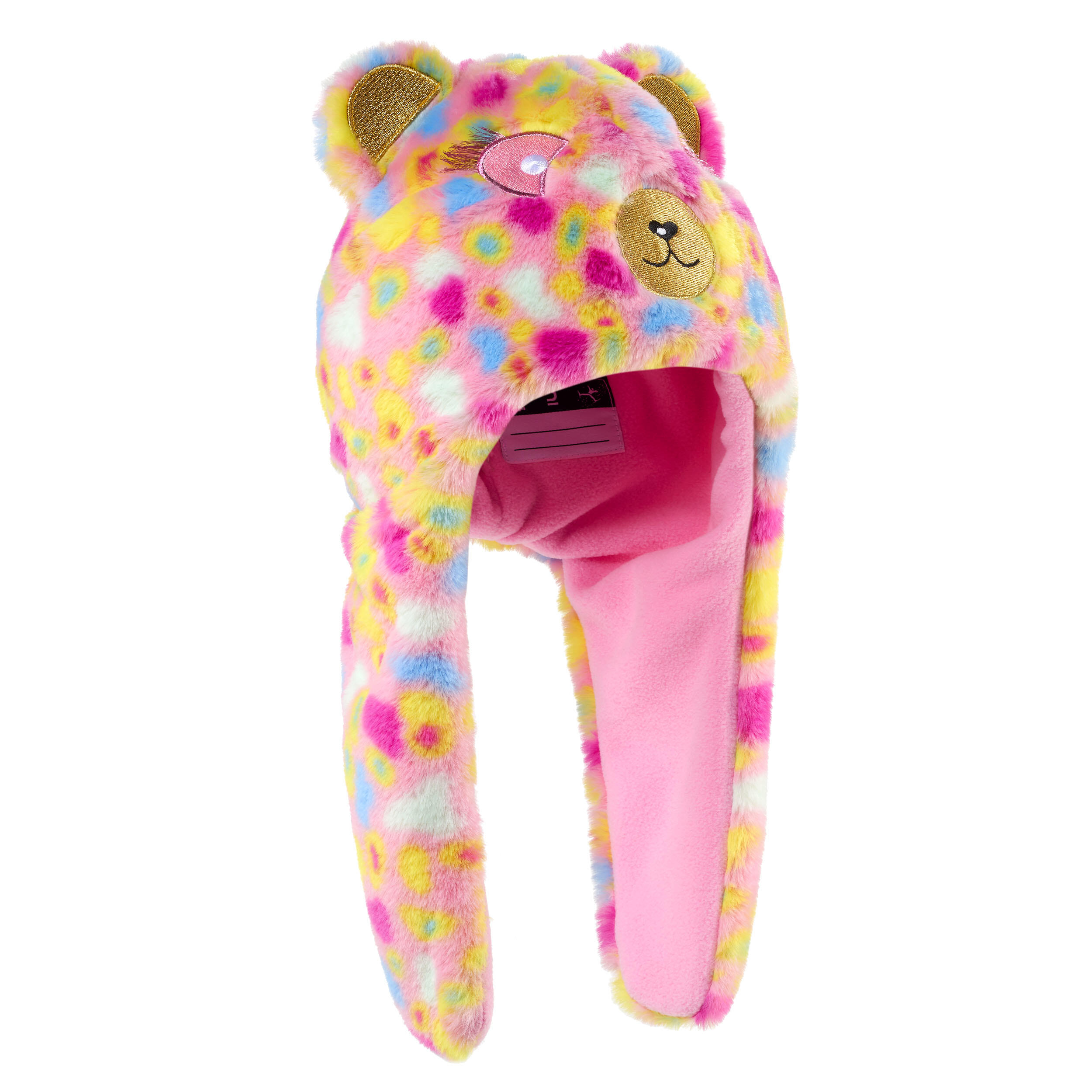 KIDS’ SKI HAT - PERUVIAN BEAR - PINK BLUE YELLOW