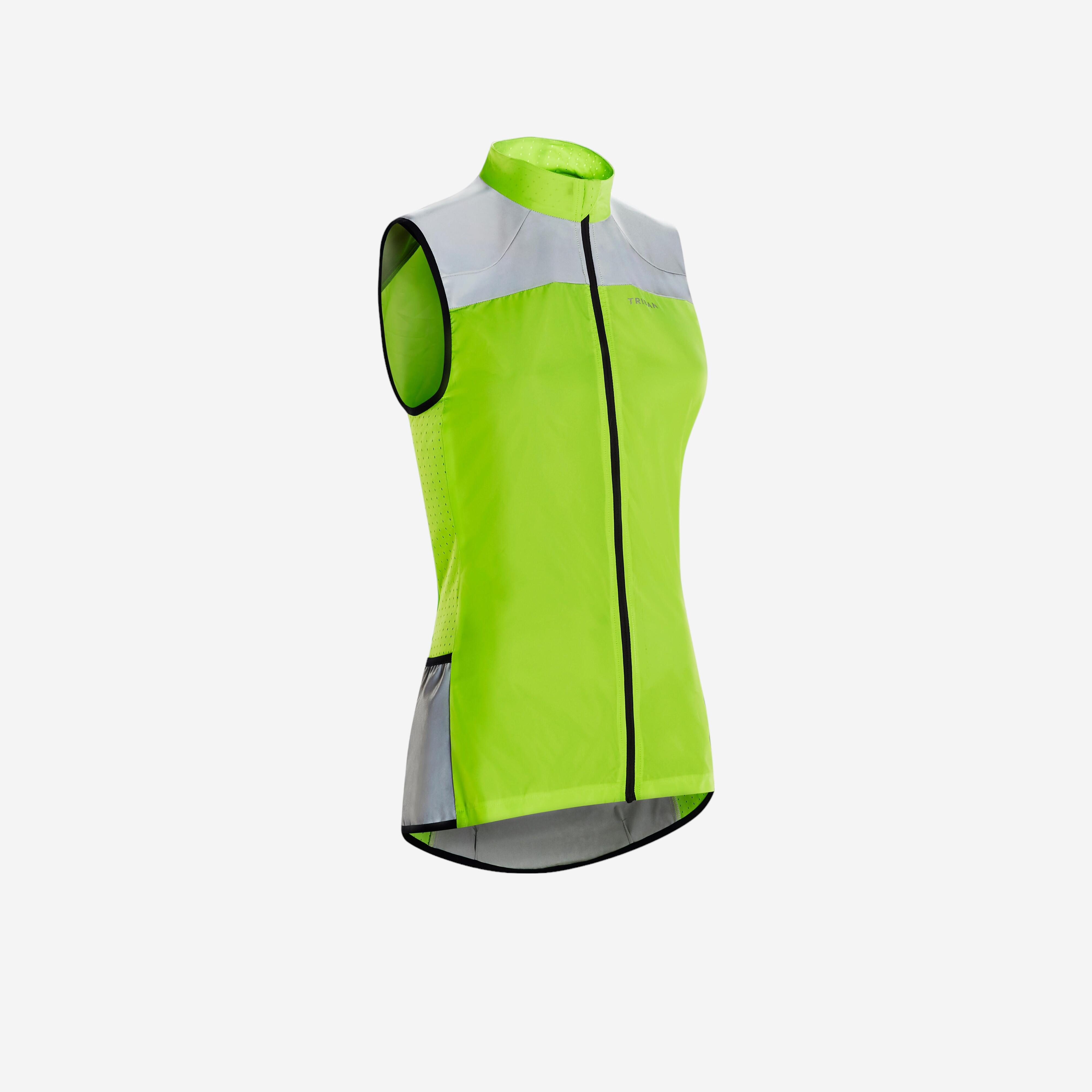 Women's Hi-Vis Windproof Cycling Gilet - Neon Yellow