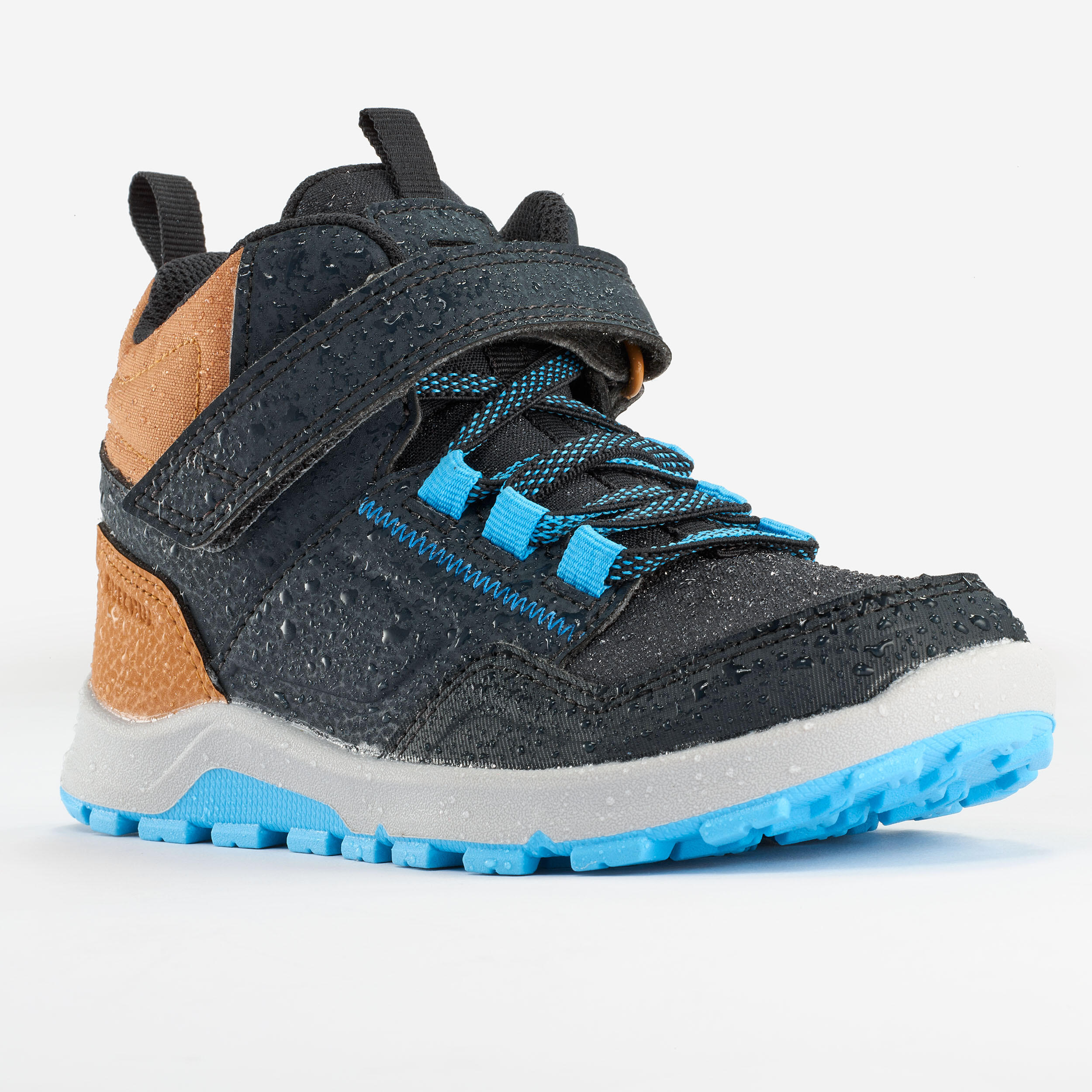 Children's hook and loop hiking boots - NH500 MID GREY - 28–34