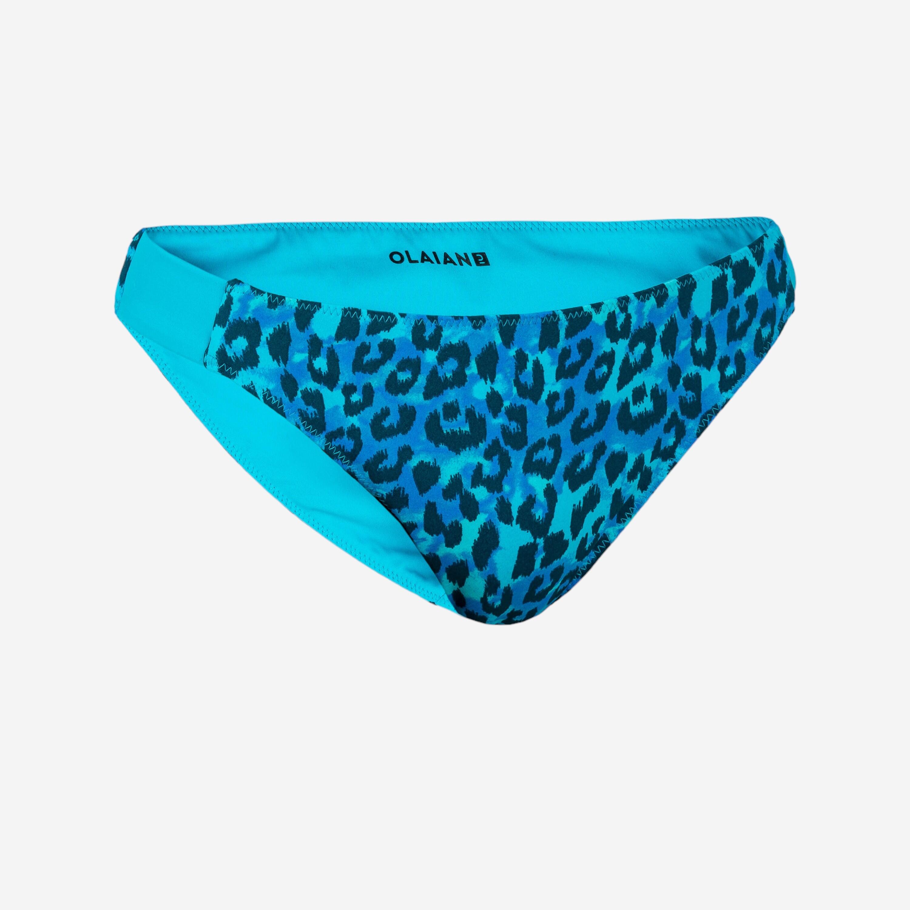 Girl's reversible swimsuit bottoms - 500 Bella Leopard blue