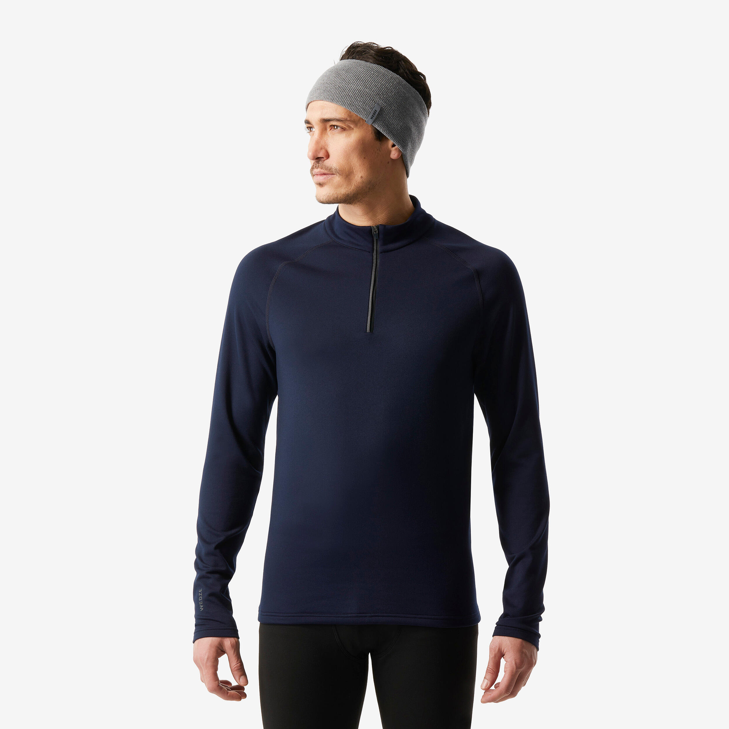 Men’s skiing thermal base layer  1/2 Zip Top - BL 500 - Navy Blue