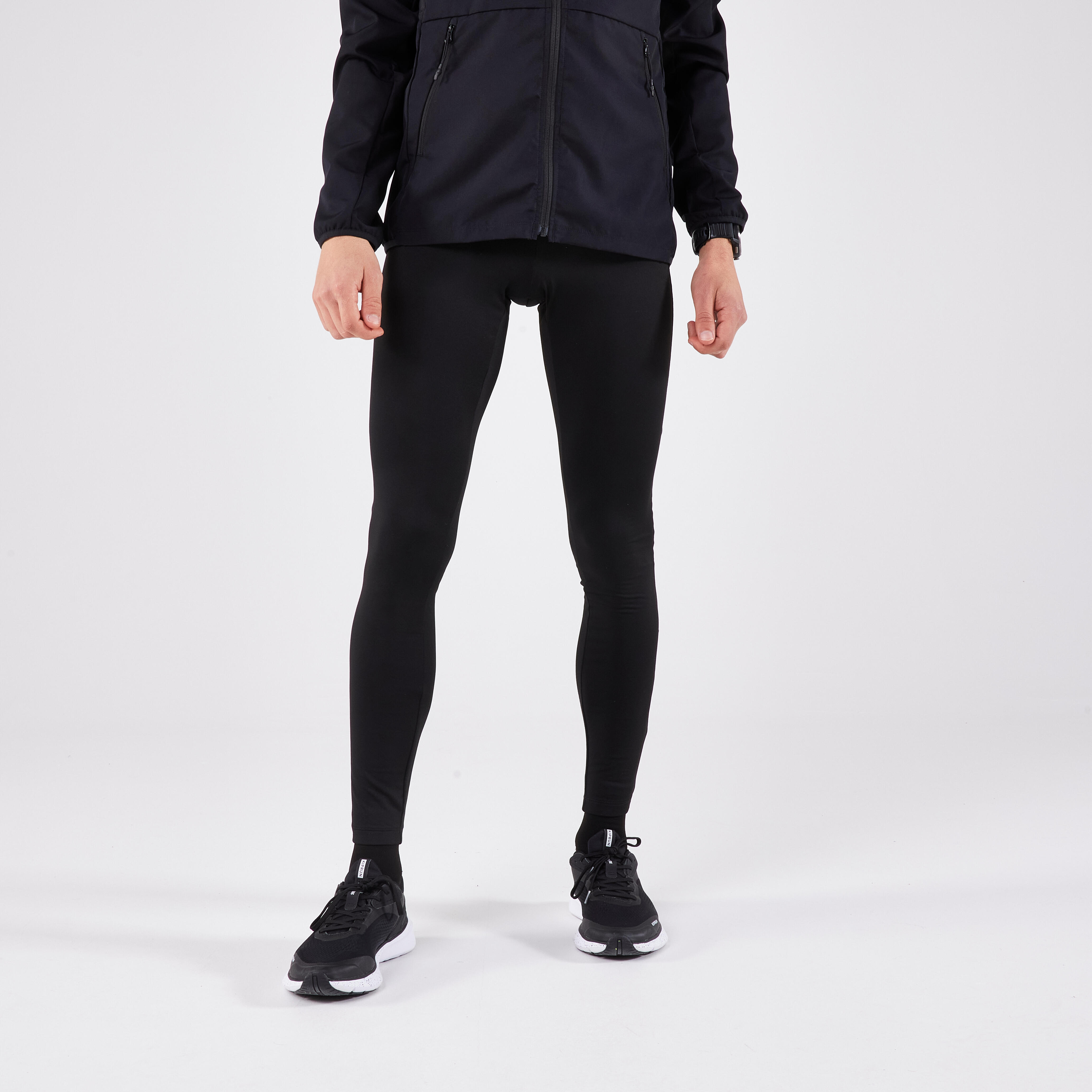 MEN'S KIPRUN RUN 100 WARM LONG RUNNING TIGHTS - BLACK
