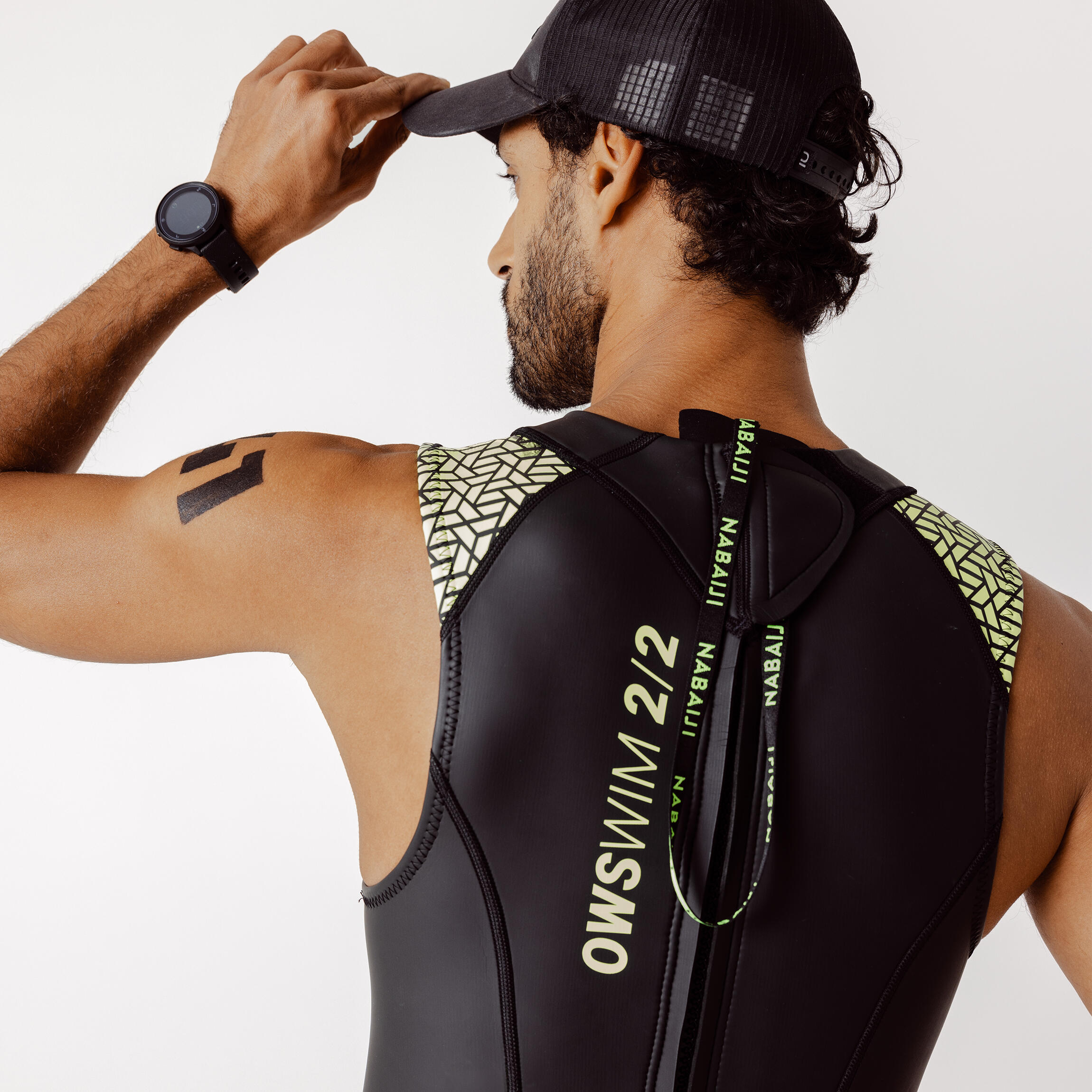 Open water swimming wetsuit - Men's Neoprene LongJohn - 2/2 mm - black/green