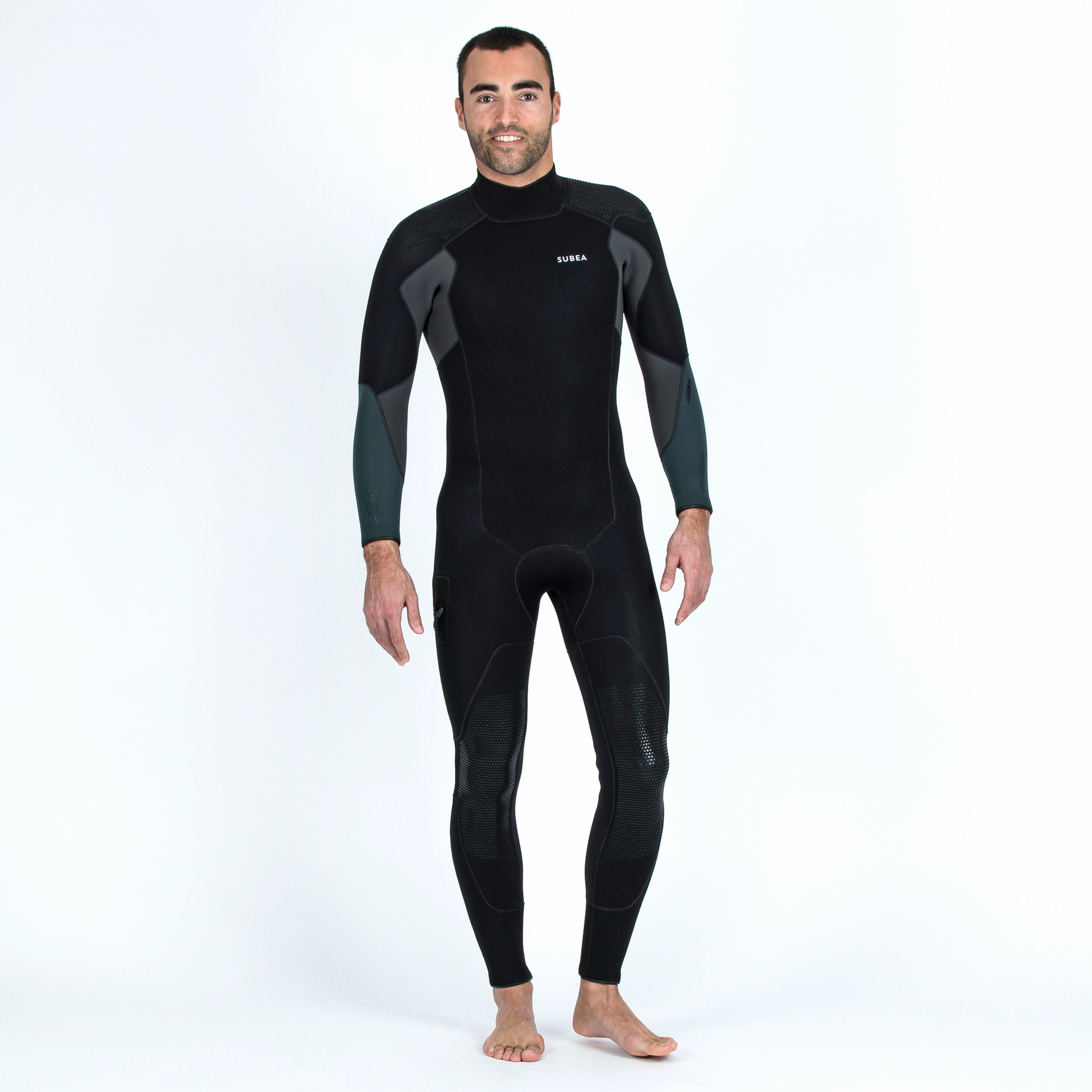 Men's scuba diving 5 mm neoprene wetsuit SCD 900 black khaki