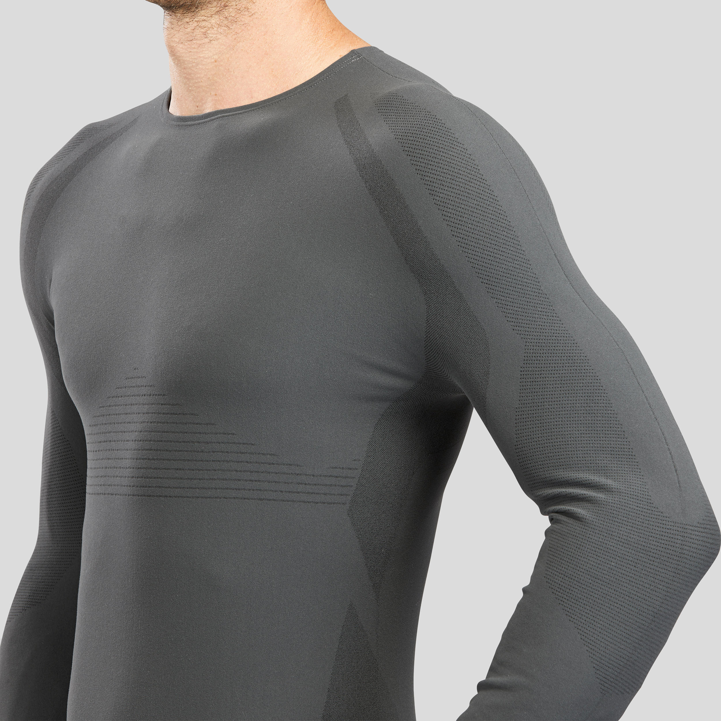 Men's ski thermal base layer  BL 900 seamless ultra-breathable top GREY