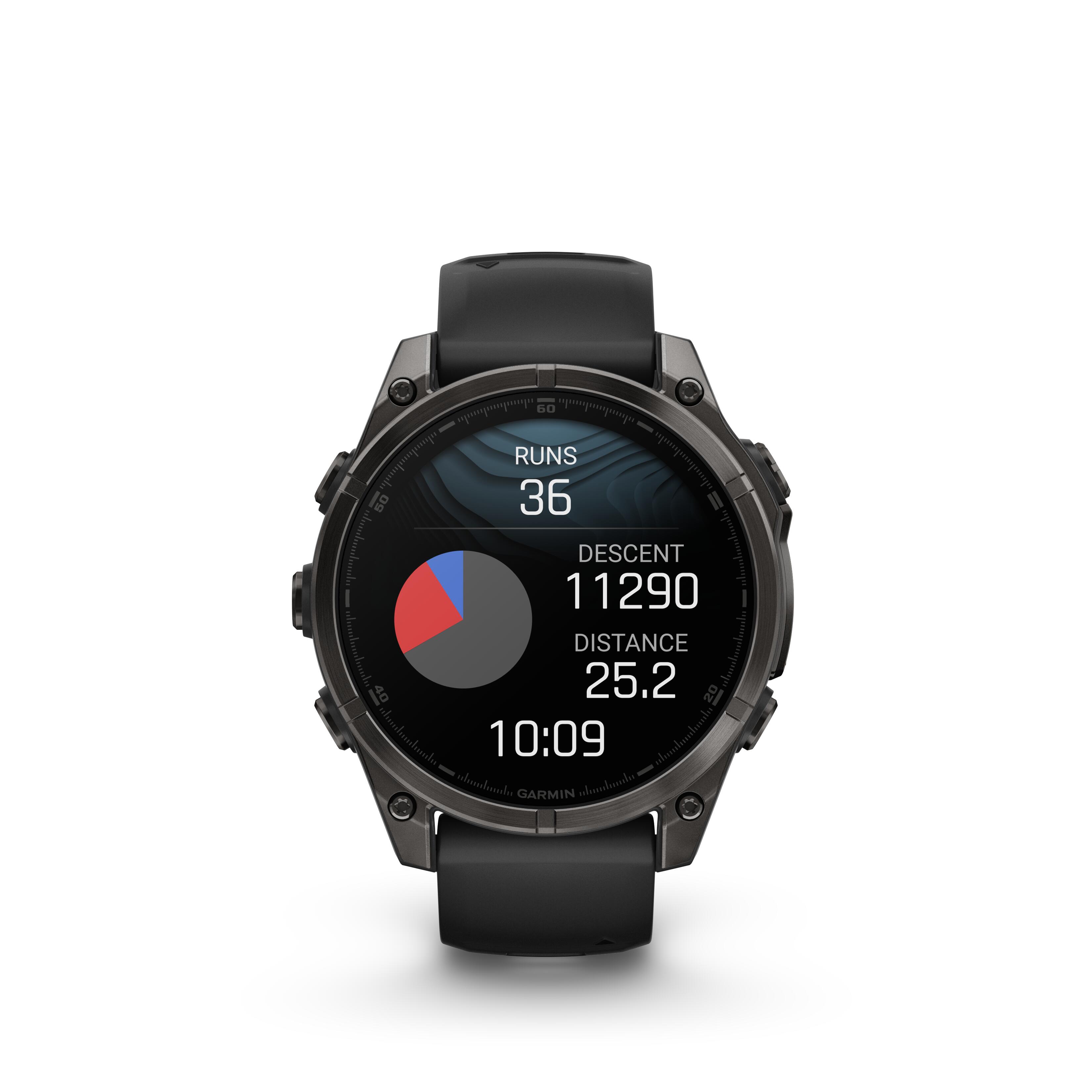 Sports Smartwatch GPS AMOLED Touch Screen Fenix 8 - Black