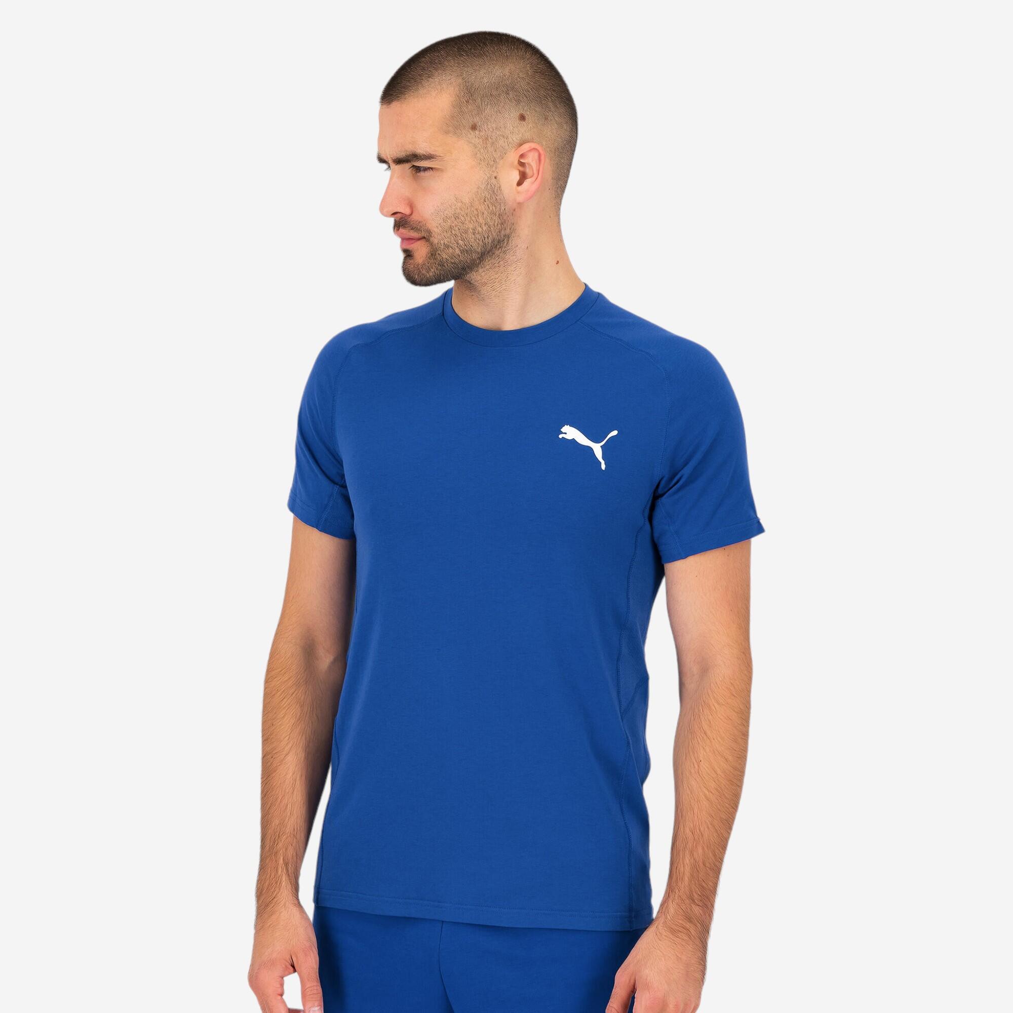 Men's Short-Sleeved Cotton Fitness T-Shirt - Blue