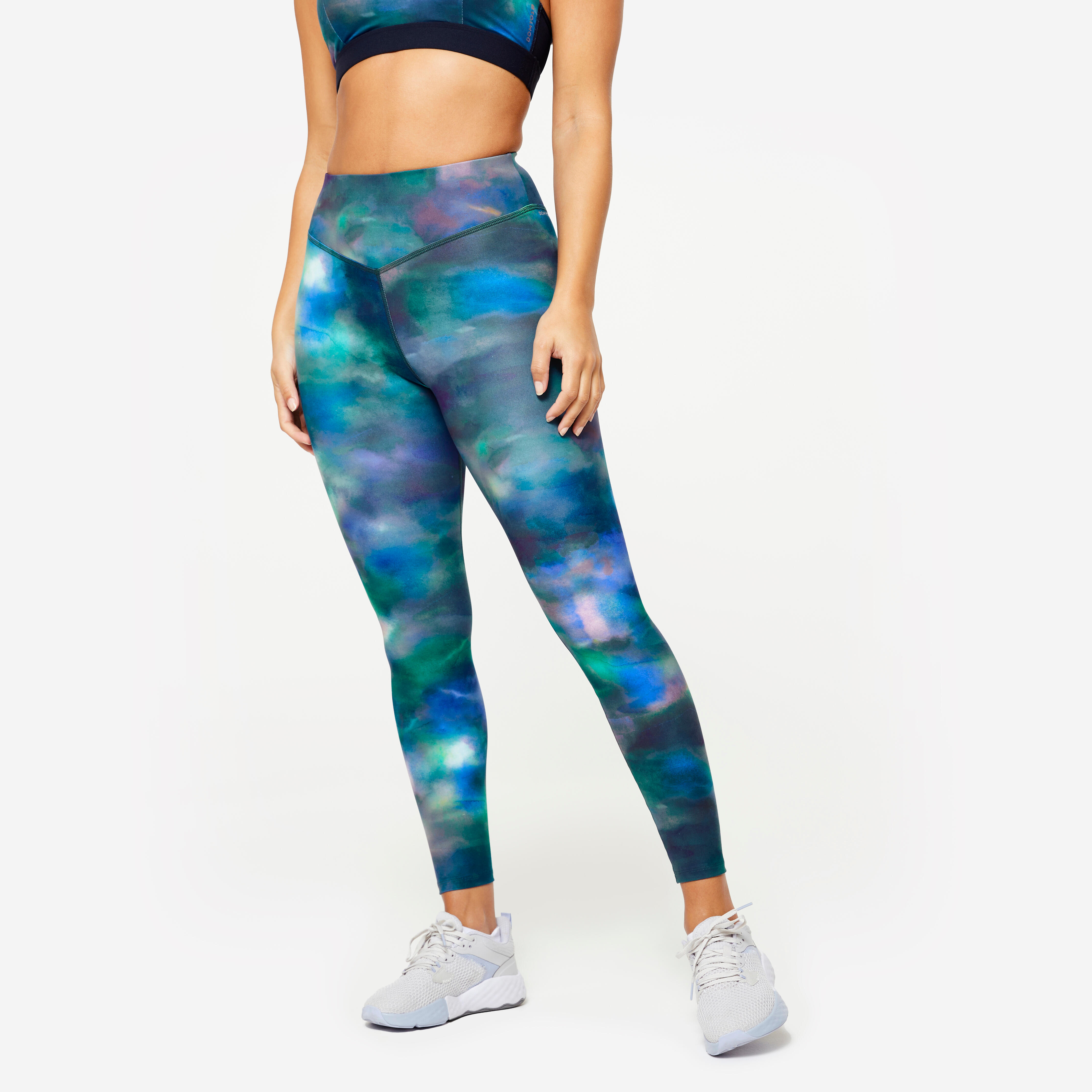 Women's High-Waisted Leggings - Multicolour Print