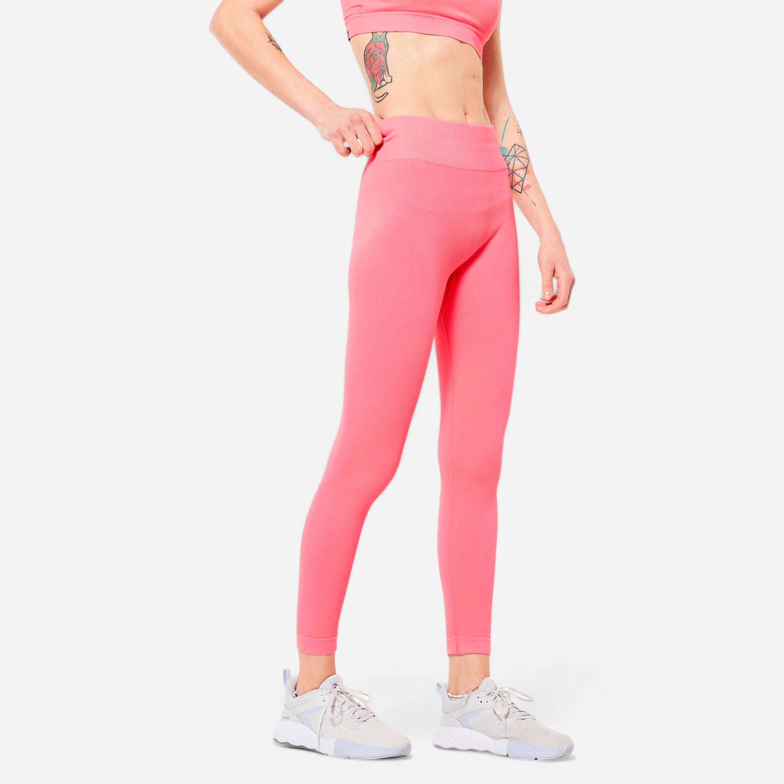 Women's Ribbed Fitness Leggings 520 - Pink Litchi