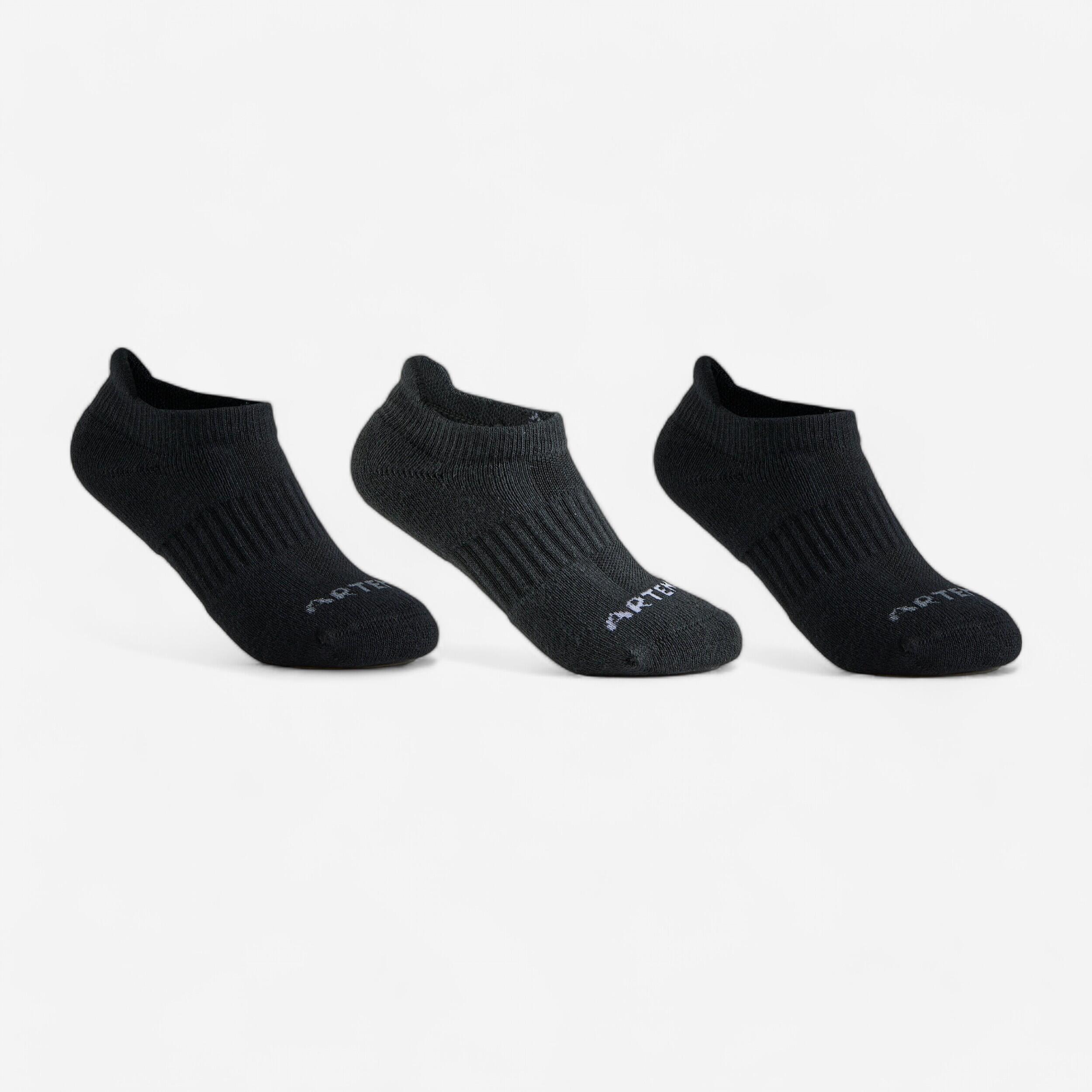 Kids' Low Tennis Socks Tri-Pack RS 500 - Black