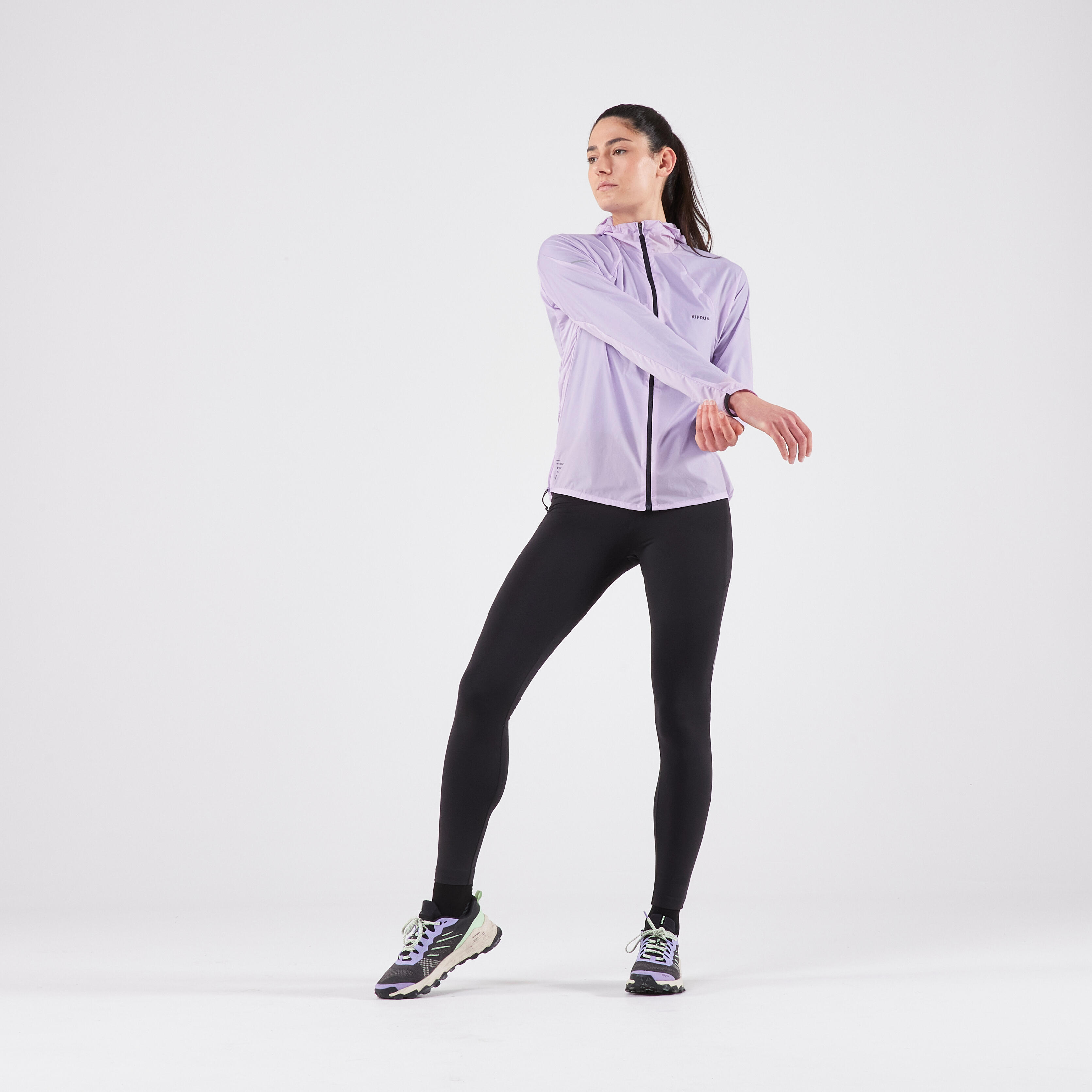 WOMEN'S TRAIL RUNNING LONG-SLEEVED WINDPROOF JACKET - LILAC