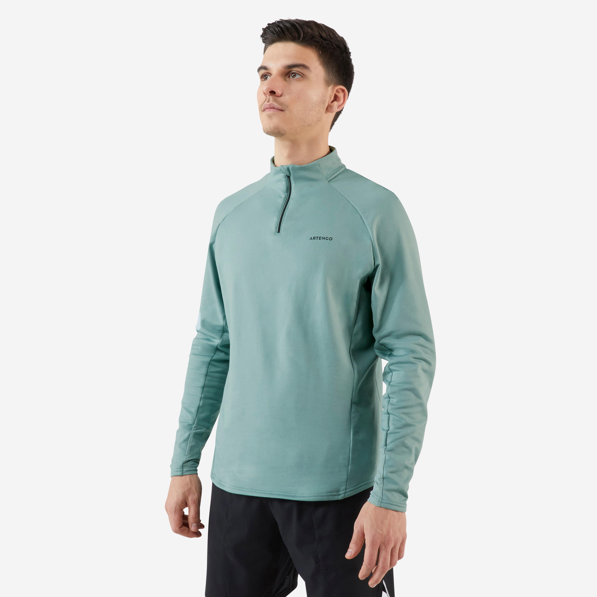 Men's Half-Zip Long-Sleeved Thermal Tennis Sweatshirt - Verdigris
