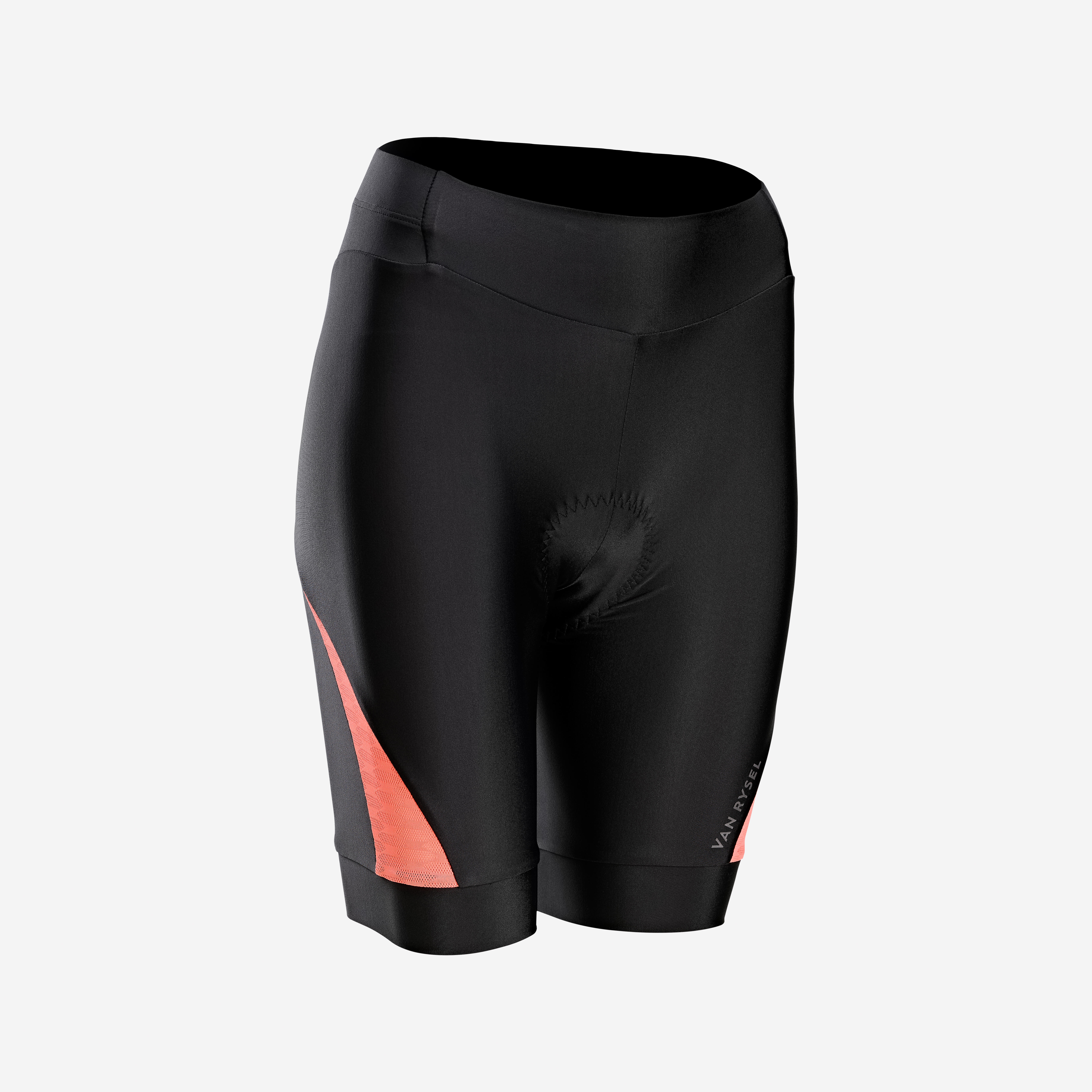 Women's Strapless Summer Road Cycle Shorts Discover - Black/Coral