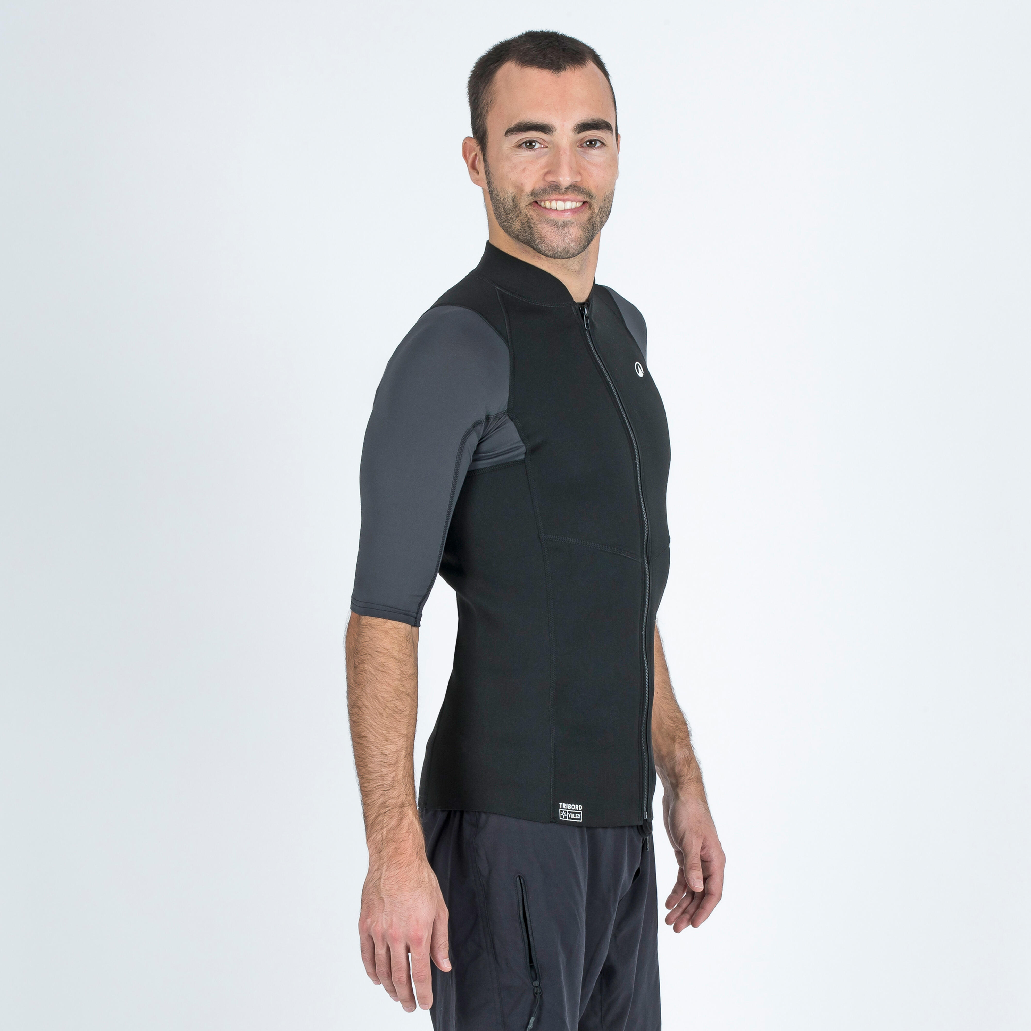 Men's anti-UV short-sleeved 1.5 mm neoprene YULEX top - Black