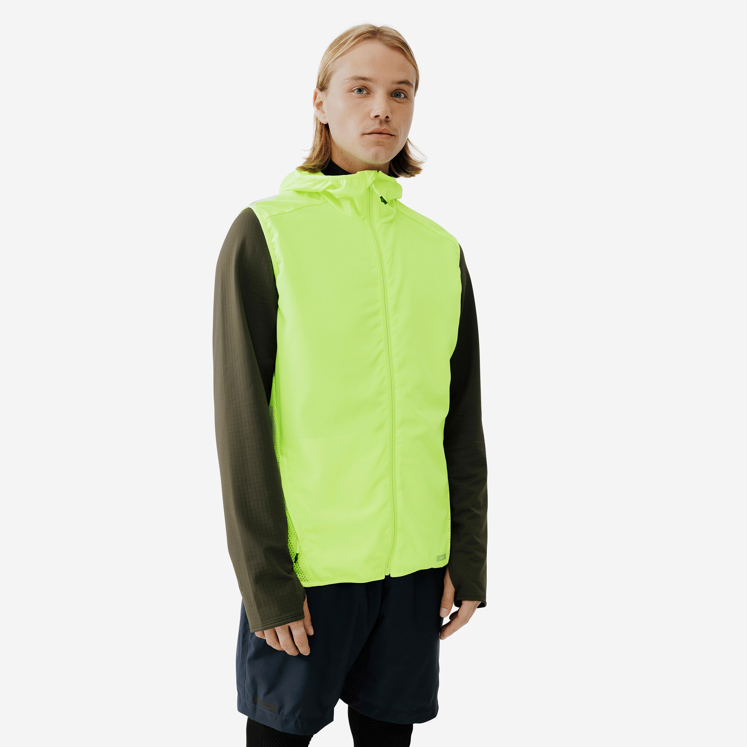 Run Wind Men's Running Sleeveless Wind Jacket - neon yellow
