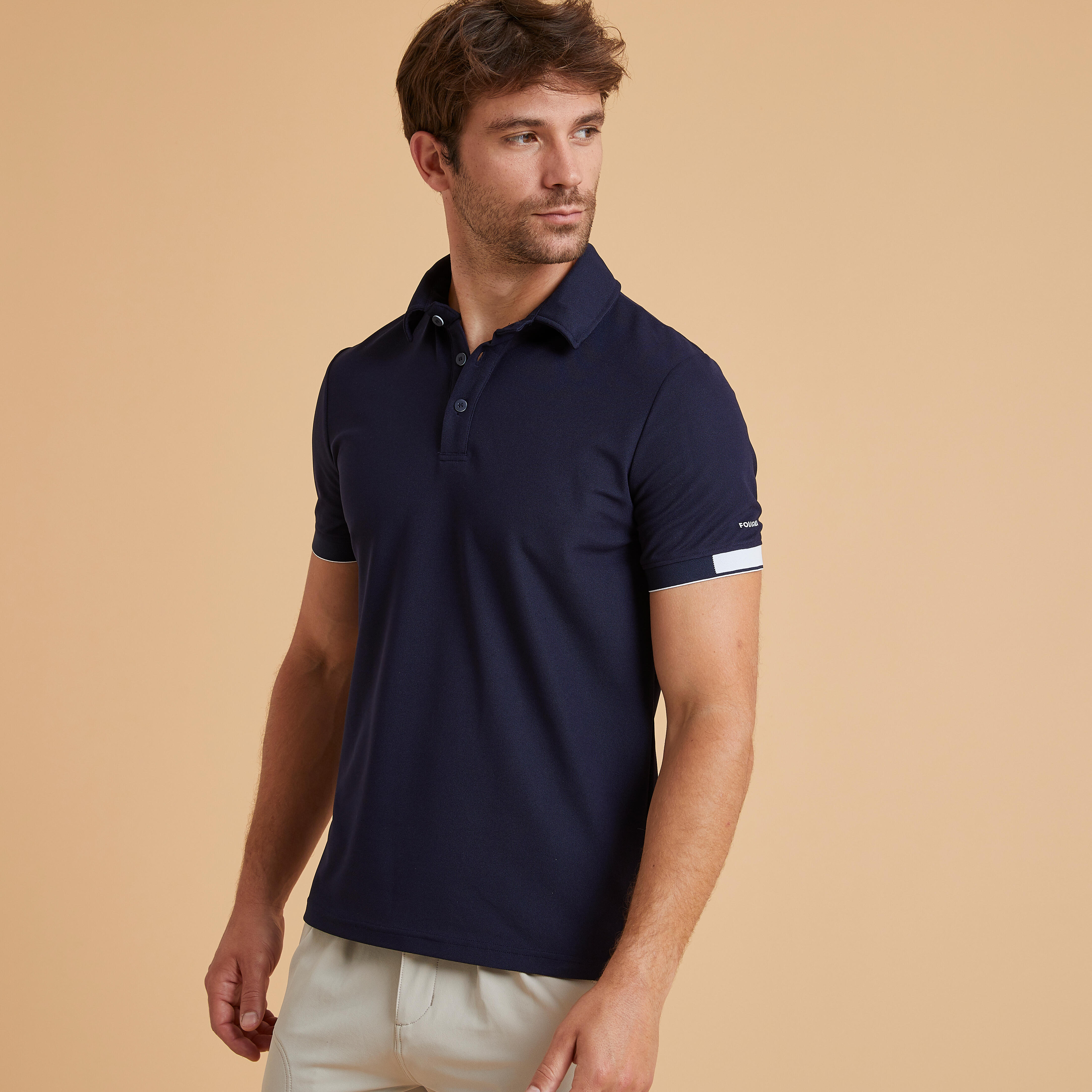 Men's Horse Riding Polo Shirt - Blue
